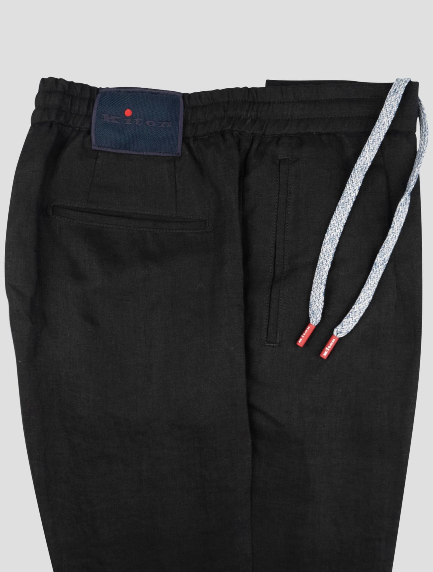 Kiton Black Linen Pants