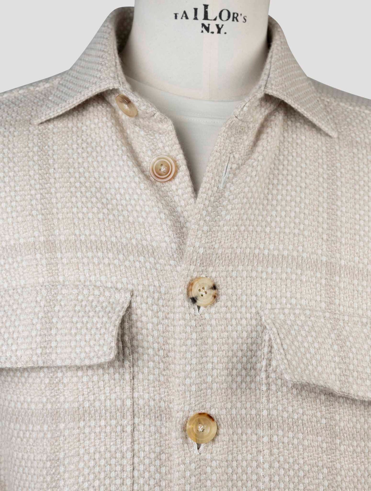 Kiton Beige Cashere Virgin Wool Silk Linen Shirt