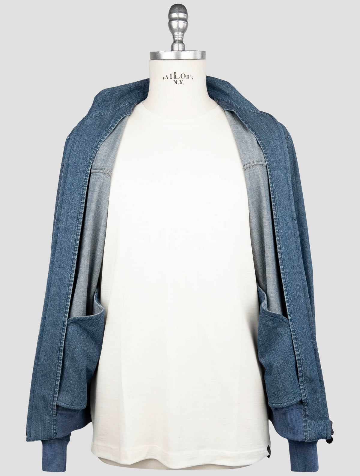 Kiton Blue Cotton Coat
