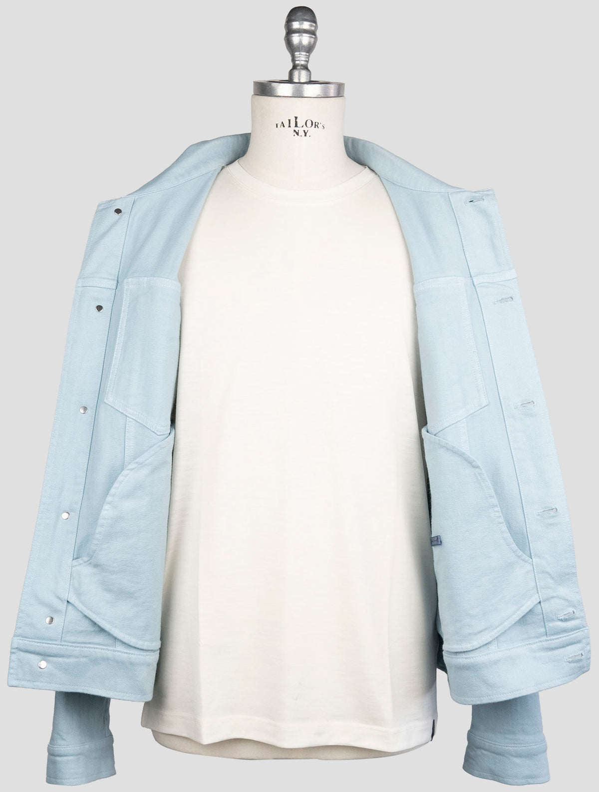 Kiton Light Blue Cotton Ea Coat
