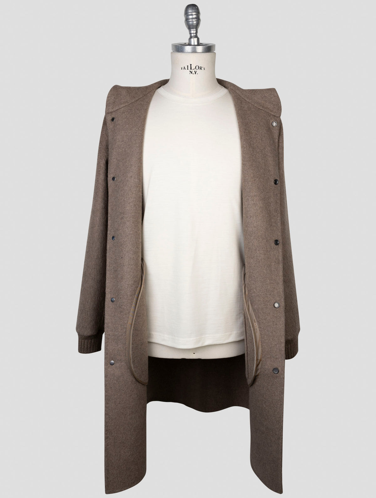 kiton Brown Wool Cashmere Overcoat