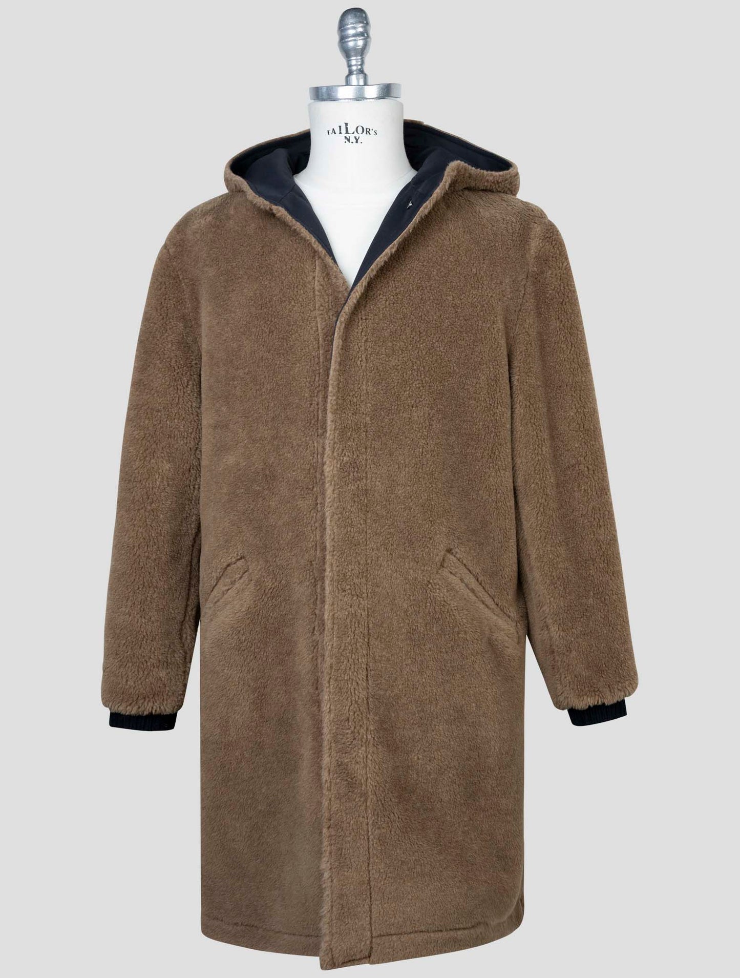 kiton Blue Wool Pa Wv Silk Reverse Overcoat