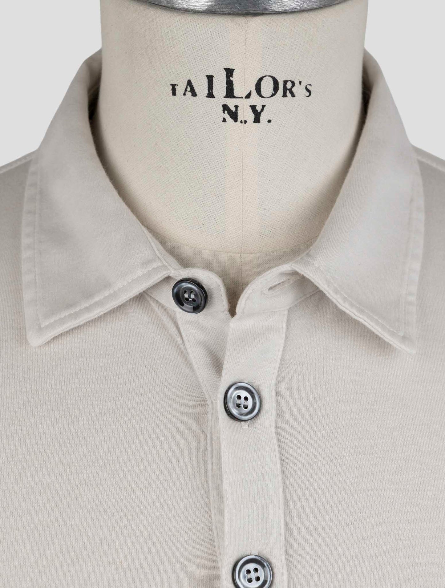 Kiton Gray Cotton Cashmere Sweater Polo