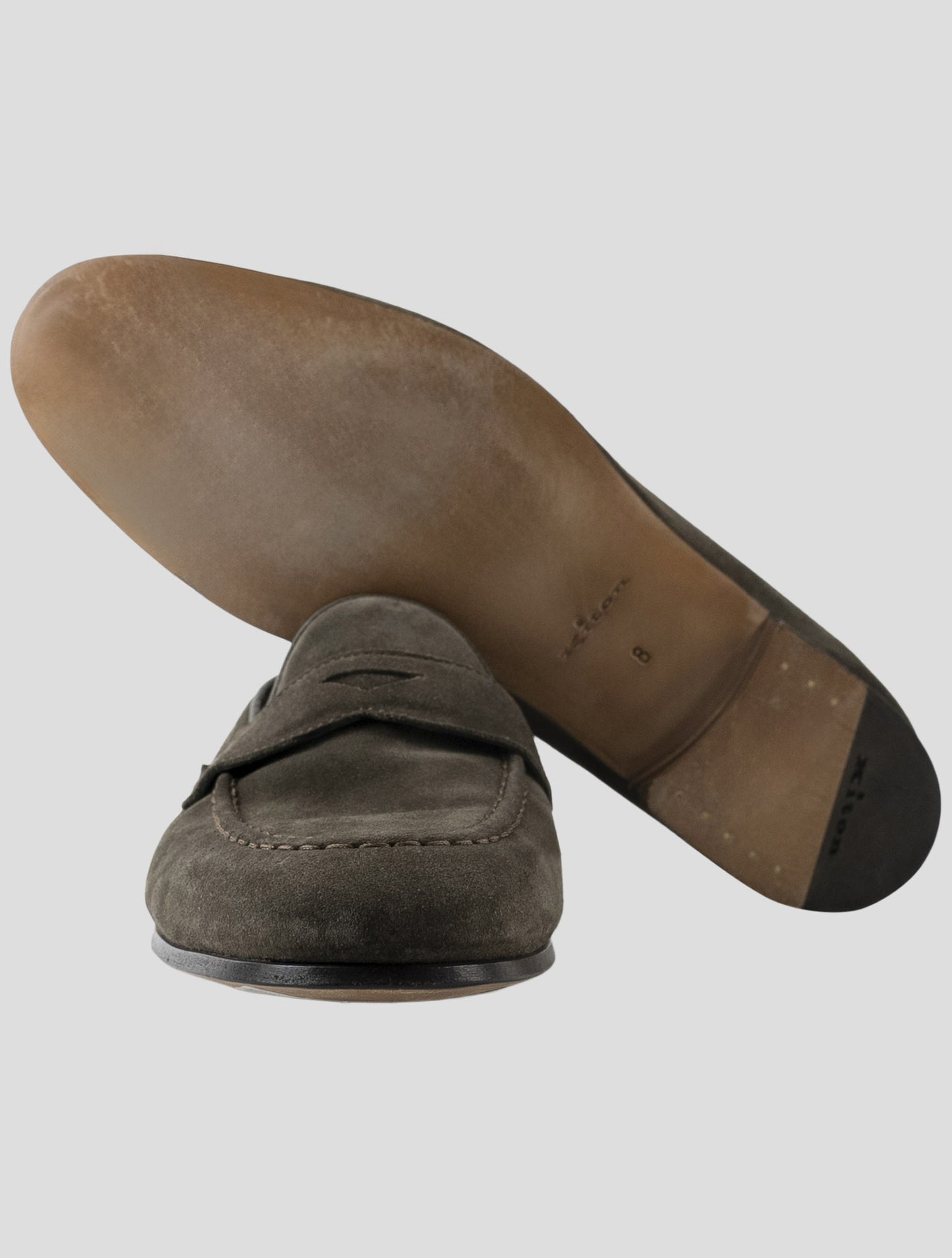 Kiton Green Leather Suede Loafers