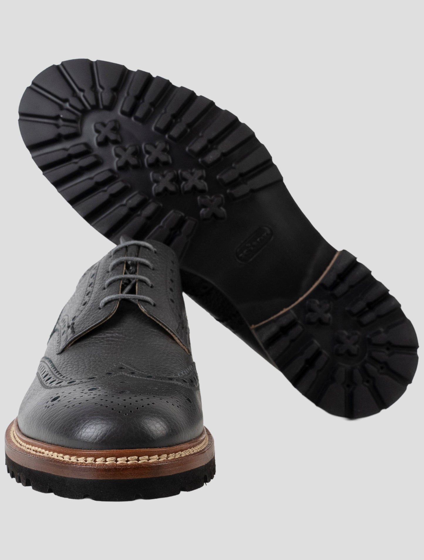 Kiton Gray Leather Dress Shoes