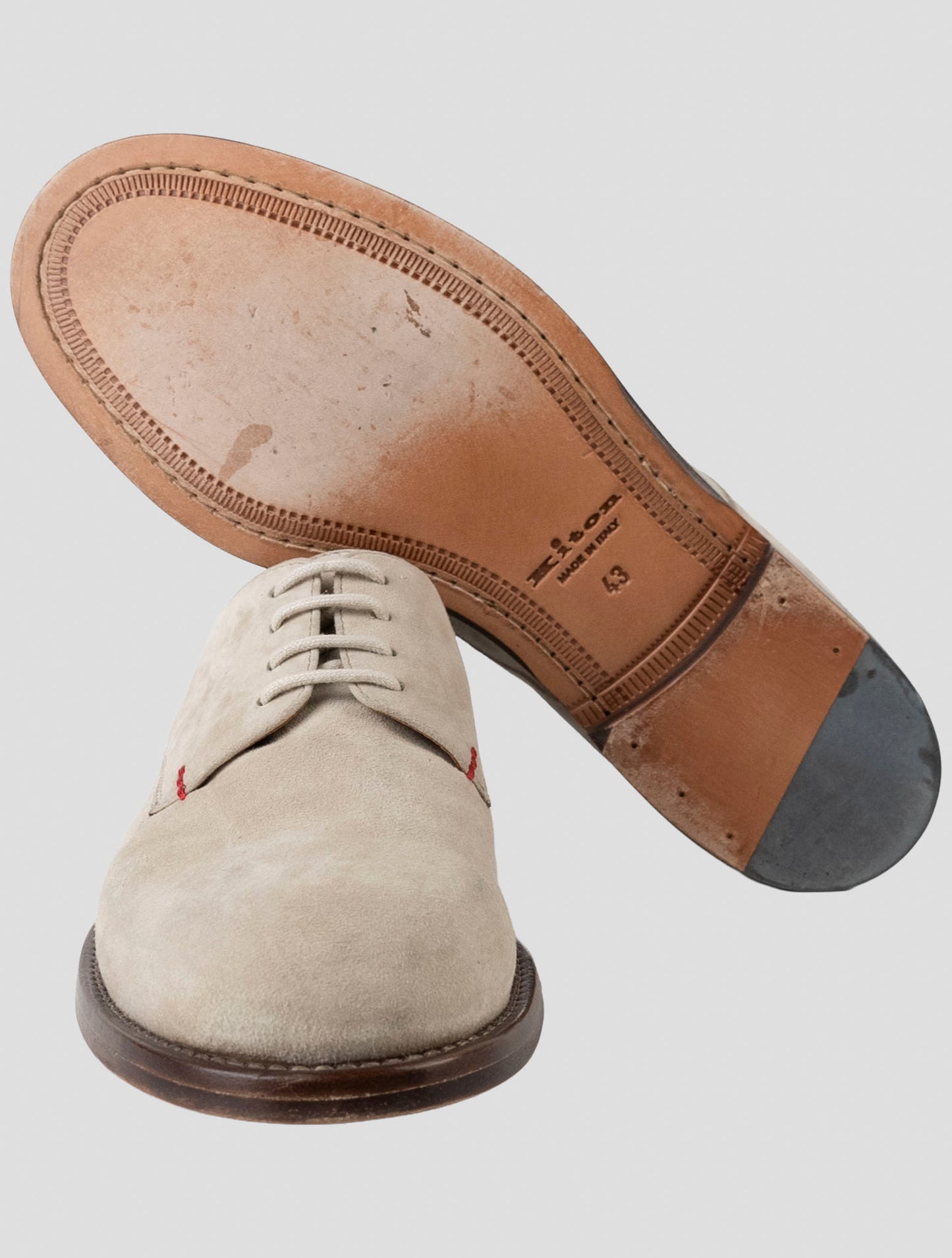 Kiton Beige Leather Suede Dress Shoes