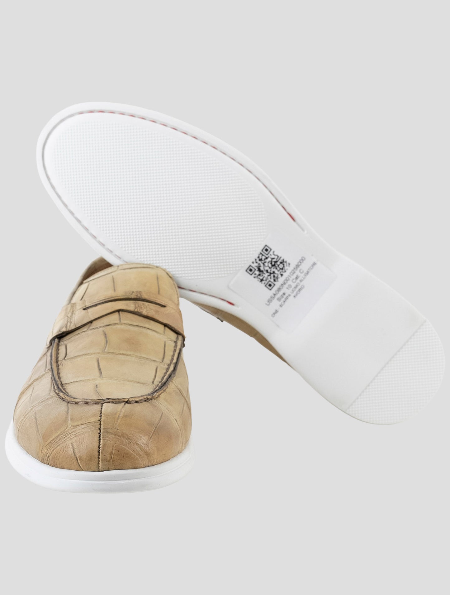 Kiton beige Leather Crocodile Loafers