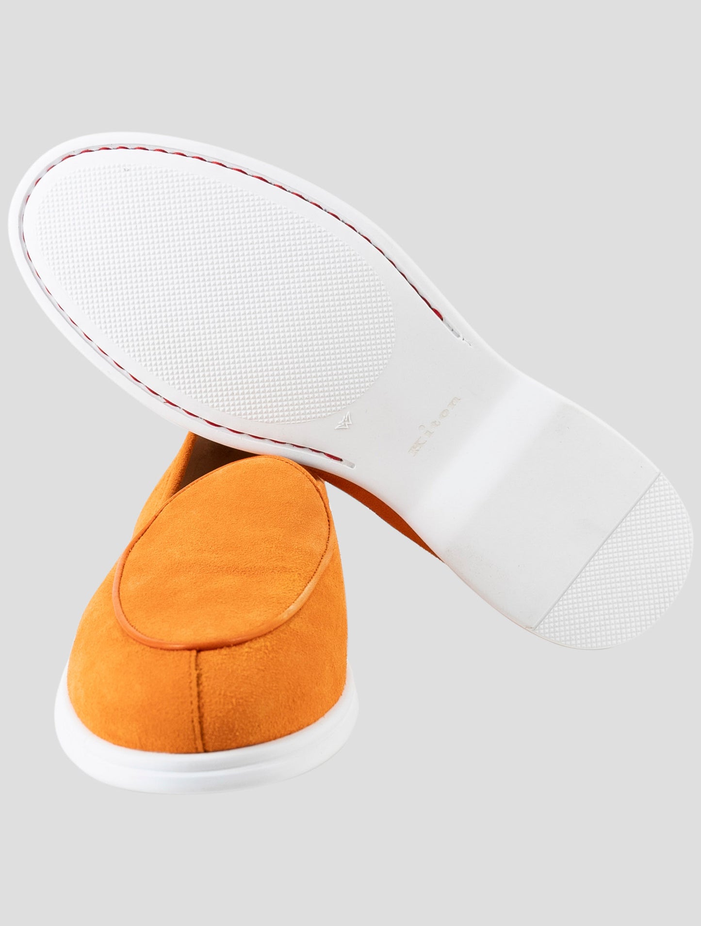 Kiton Orange Leather Suede Loafers