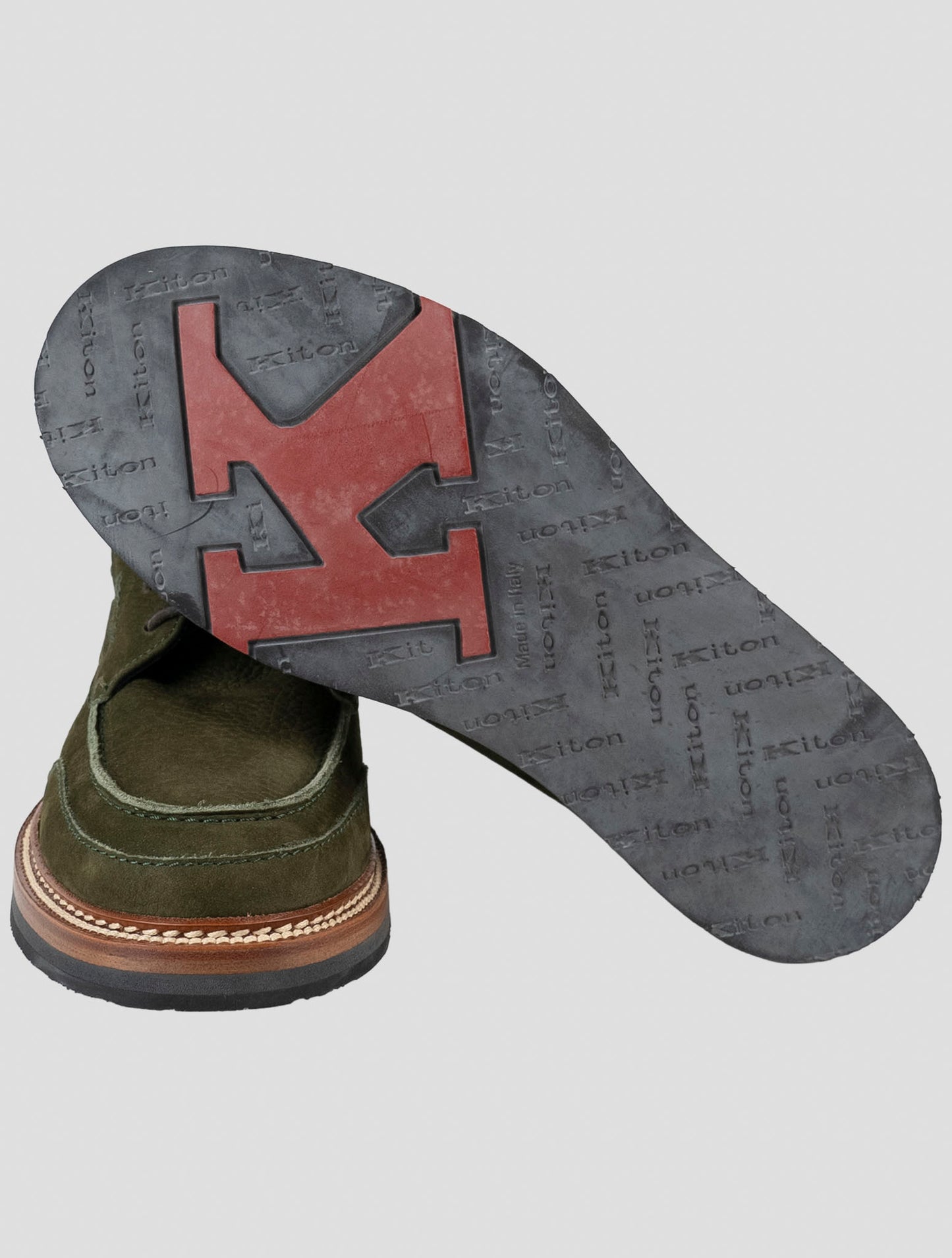 Kiton Green Leather Suede Boots