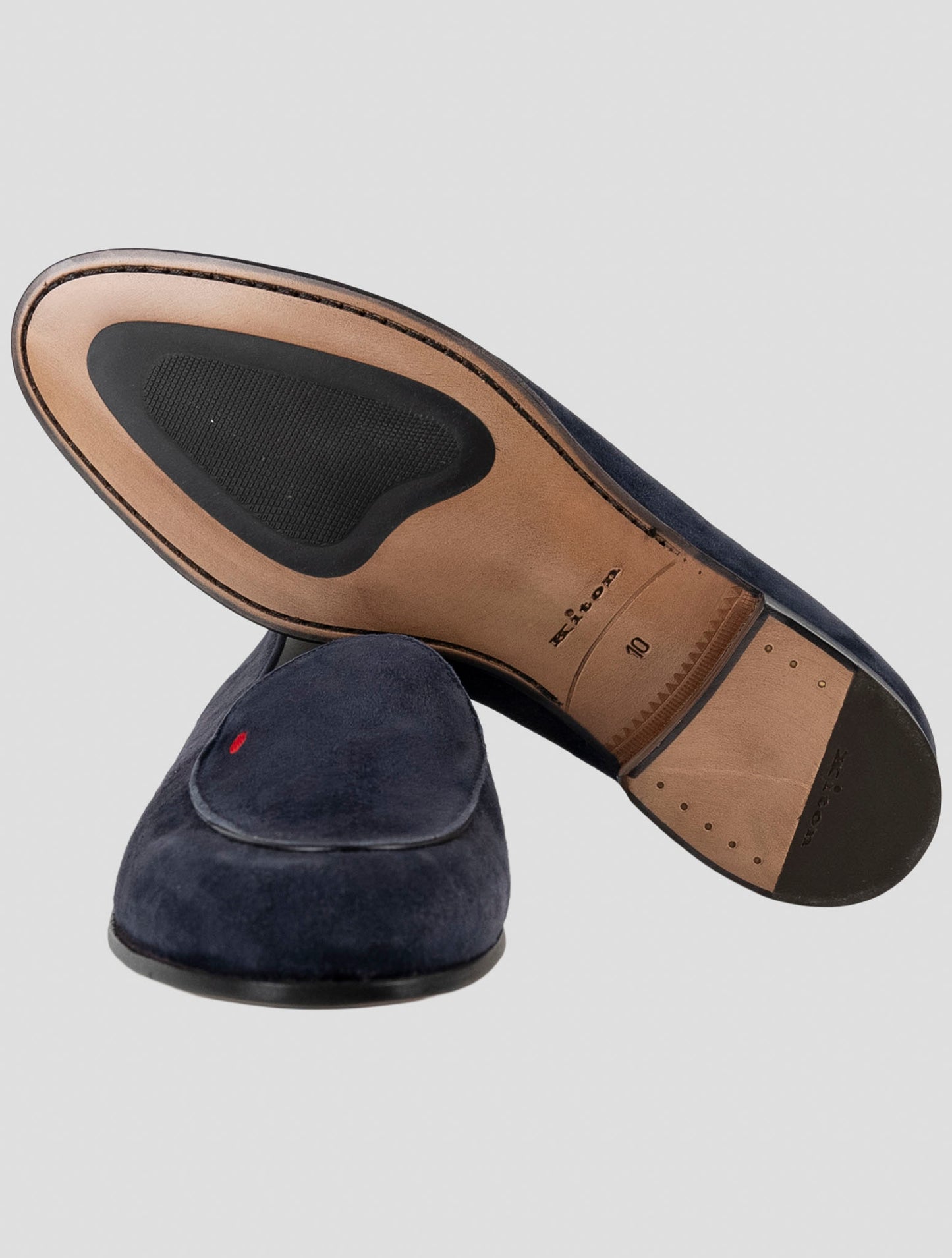 Kiton Blue Leather Suede Loafers
