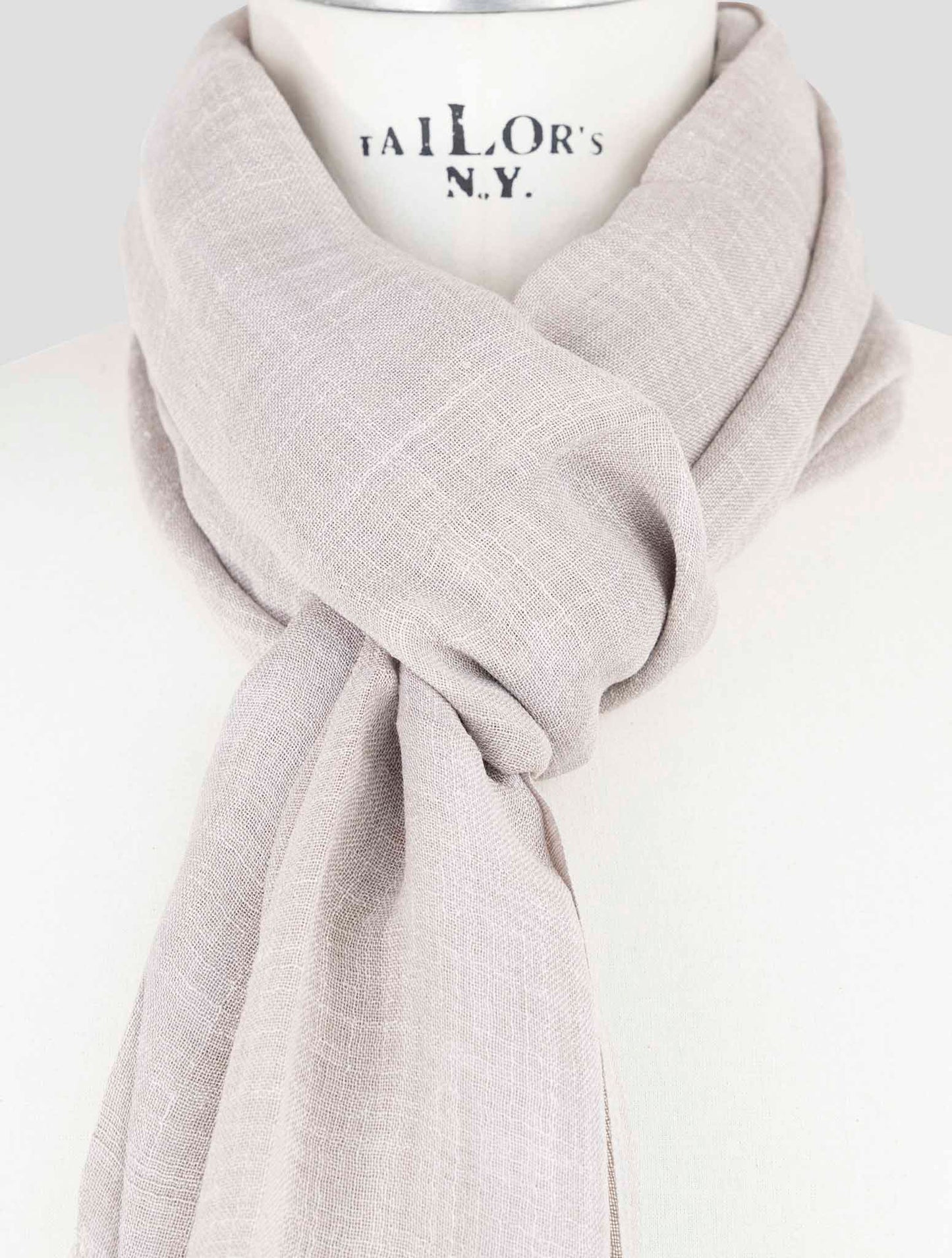 Kiton Beige Silk Linen Scarf