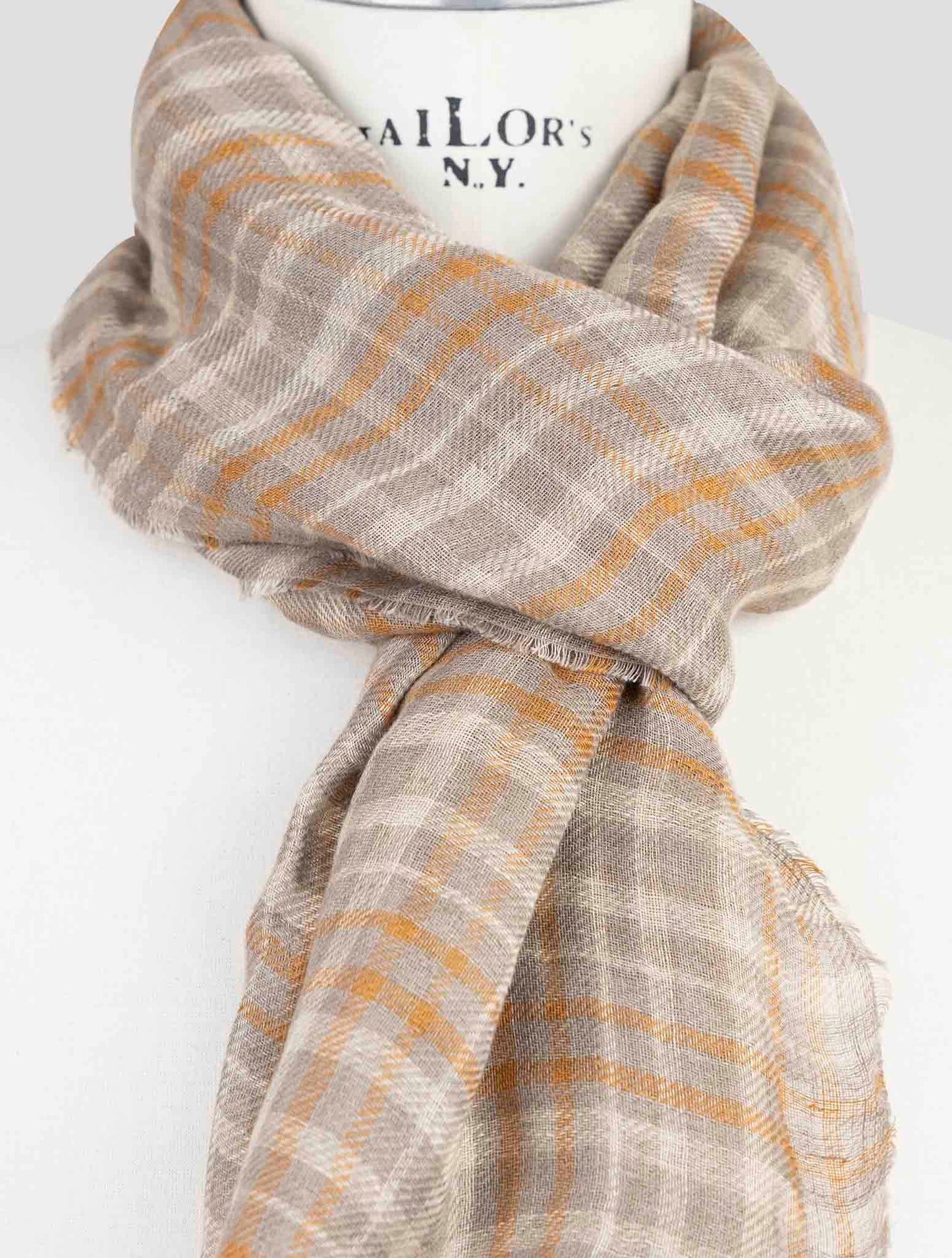 Kiton Brown Linen Scarf