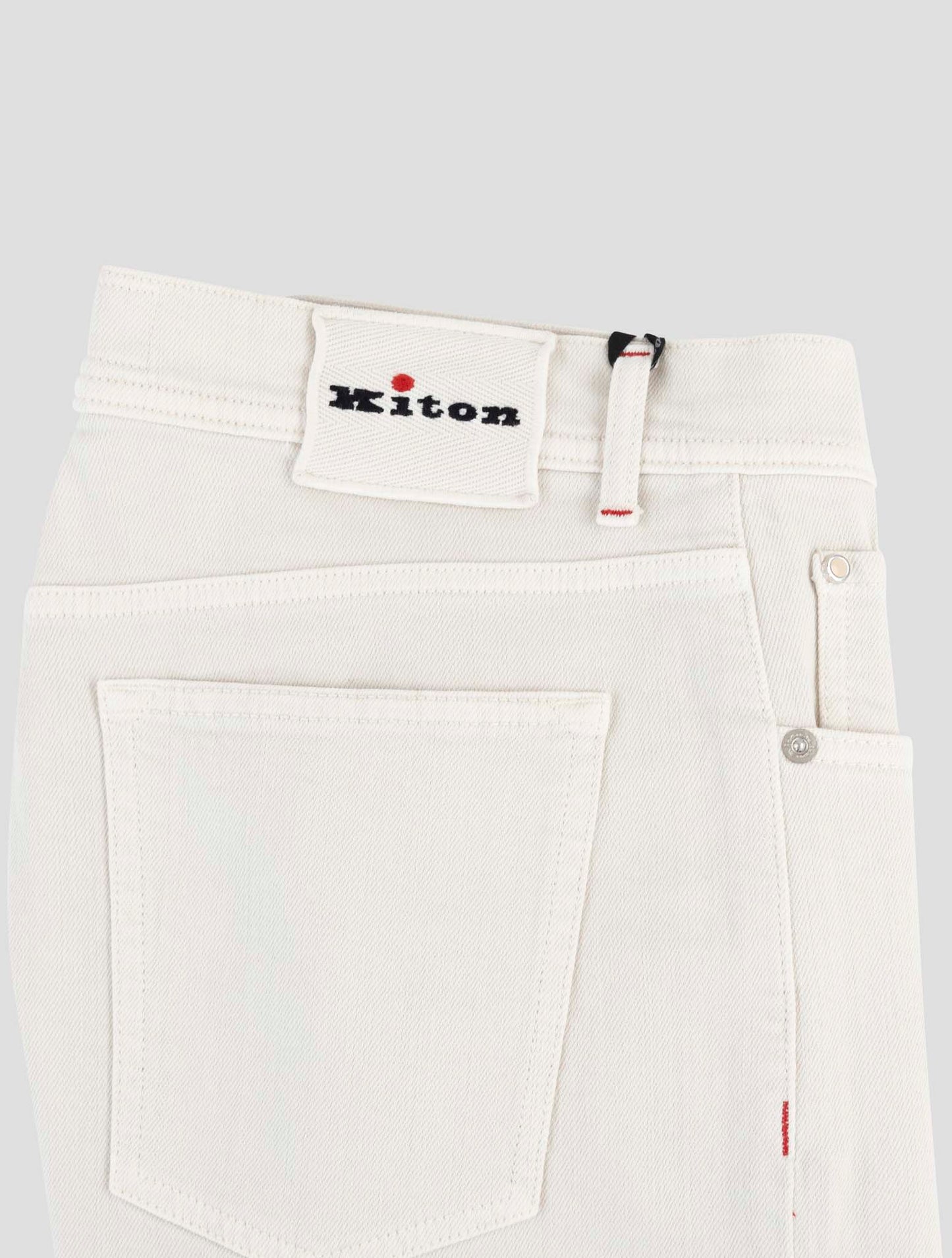 Kiton White Cotton Ea Jeans