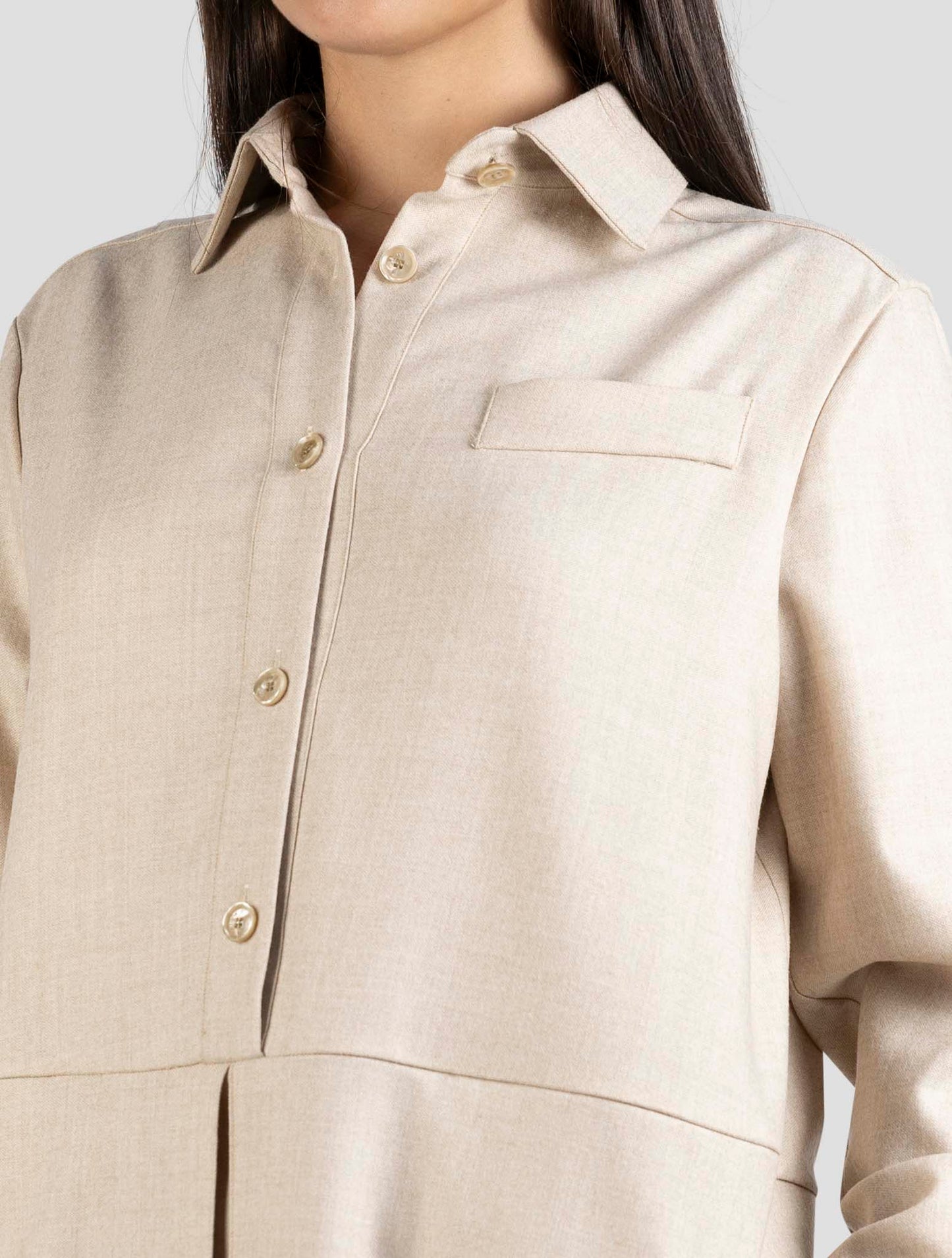 Kiton Beige Virgin Wool Pa Ea Dress