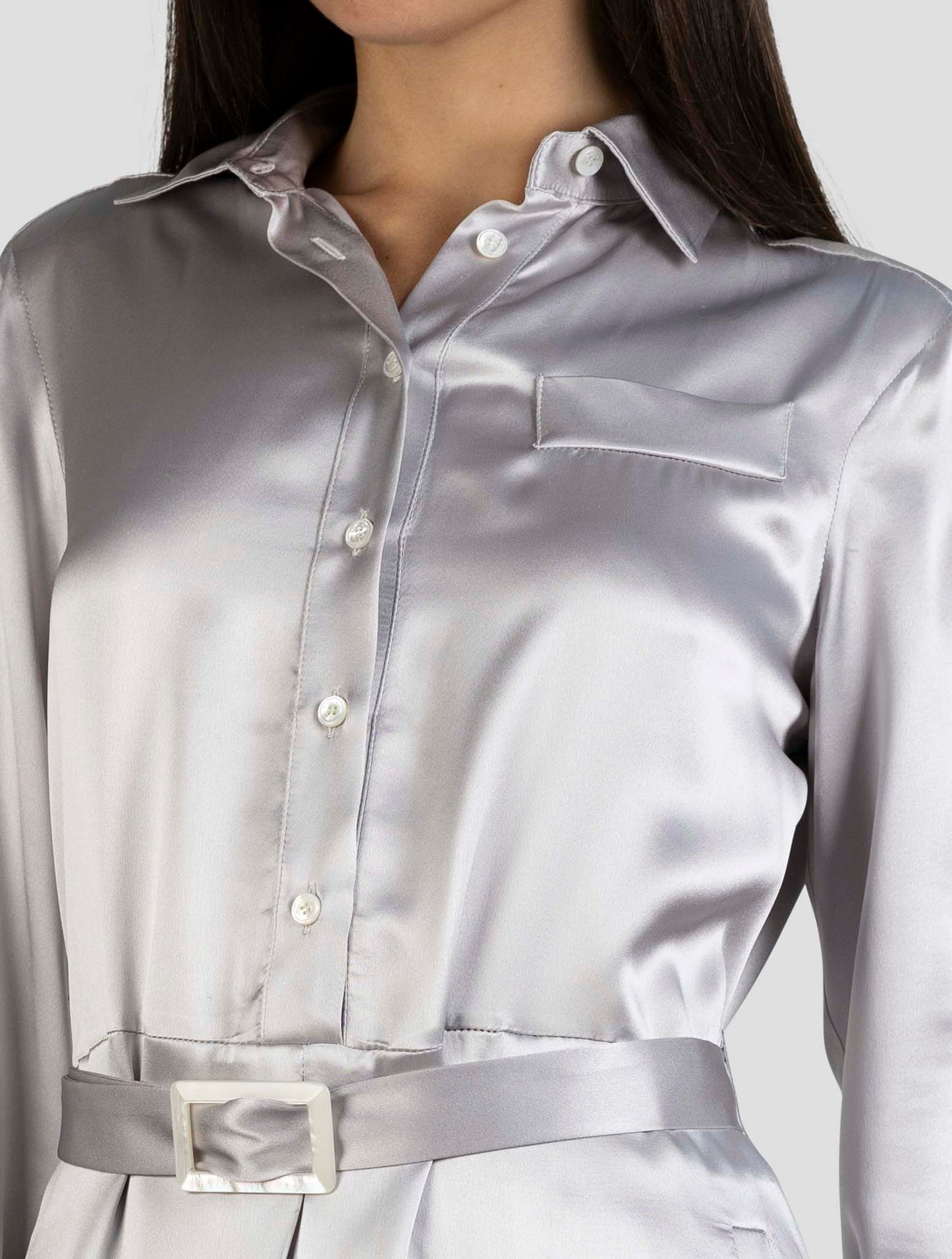 Kiton Gray Silk Dress