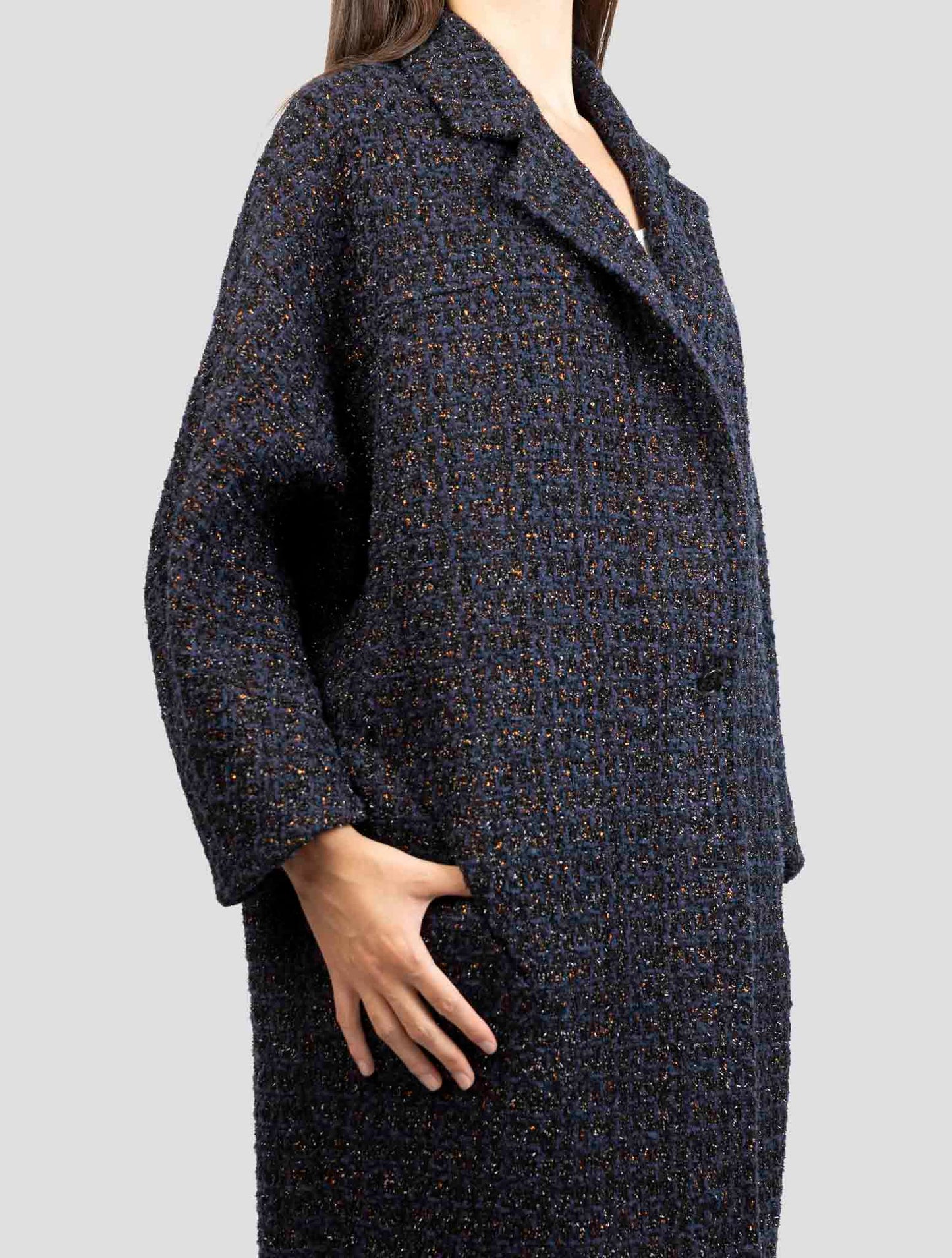 Kiton Blue Pa Silk Wool Pl Overcoat
