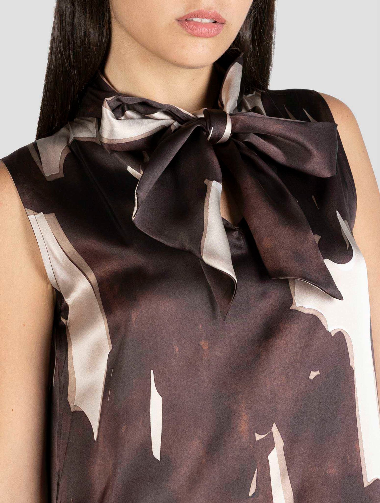 Kiton Brown Beige Silk Dress