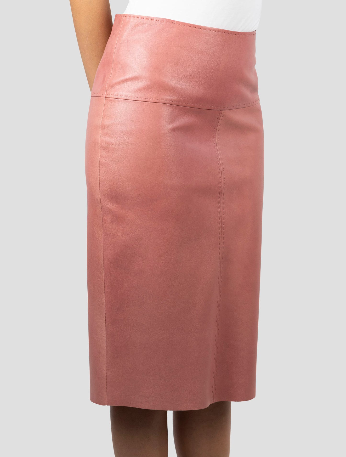 Kiton Pink Leather Skirt