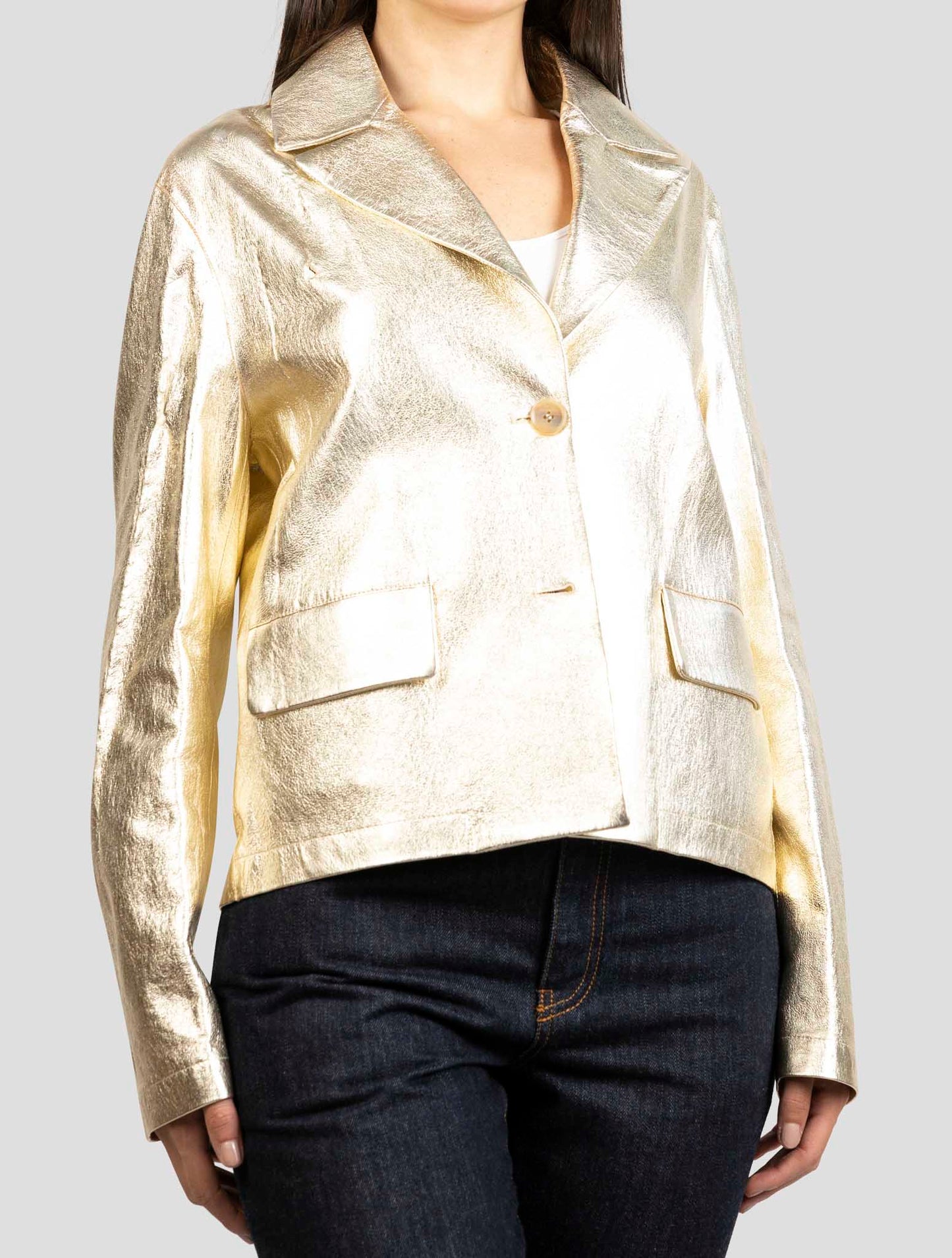 Kiton Gold Leather Coat