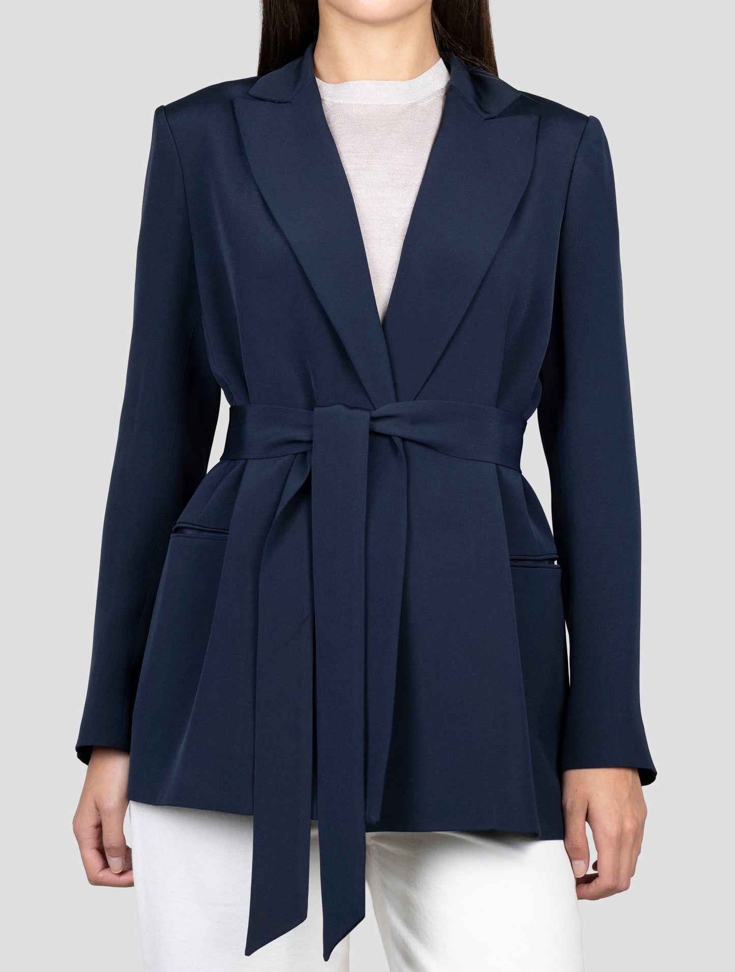 Kiton Blue Silk Blazer