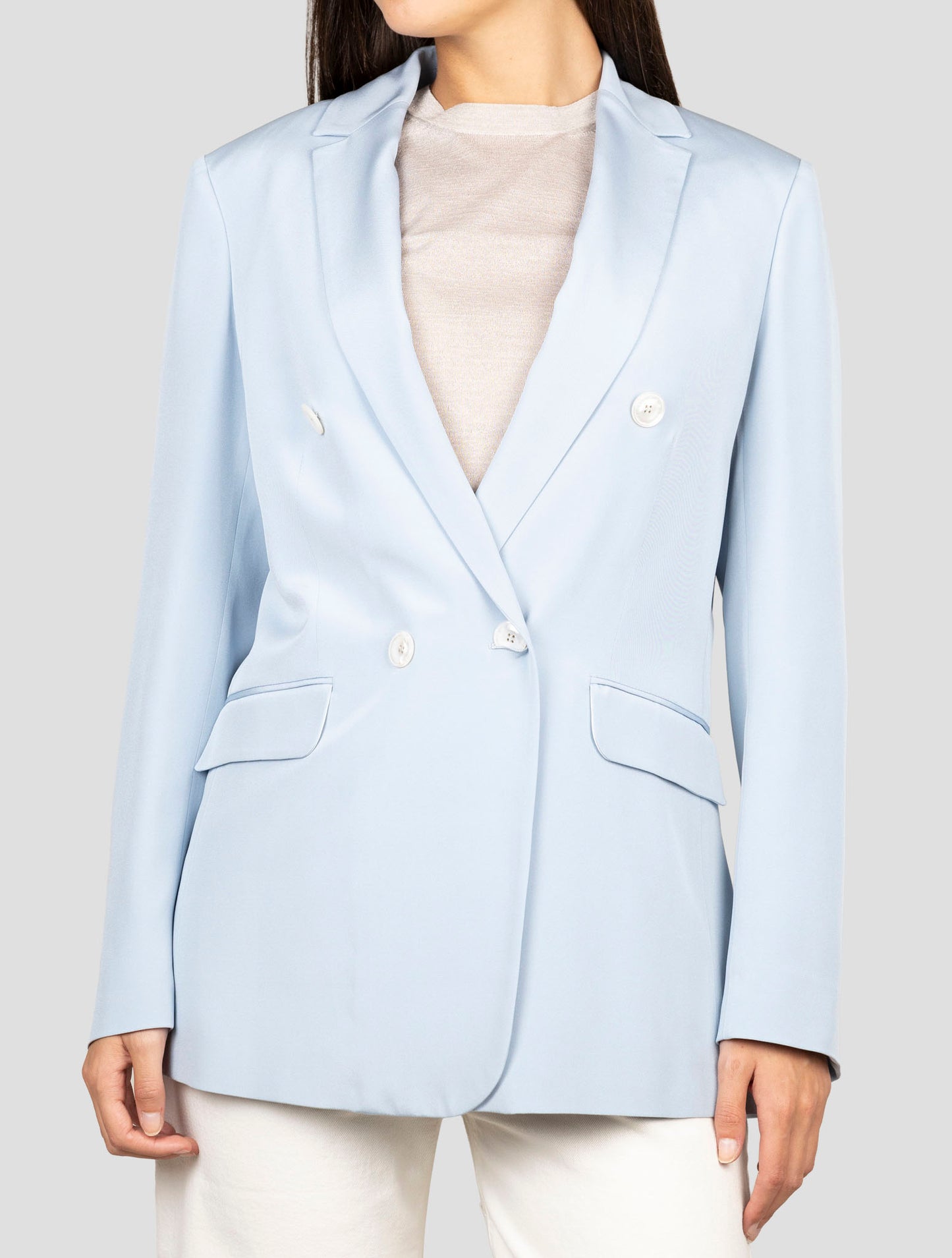 Kiton Light Blue Silk Ea Blazer