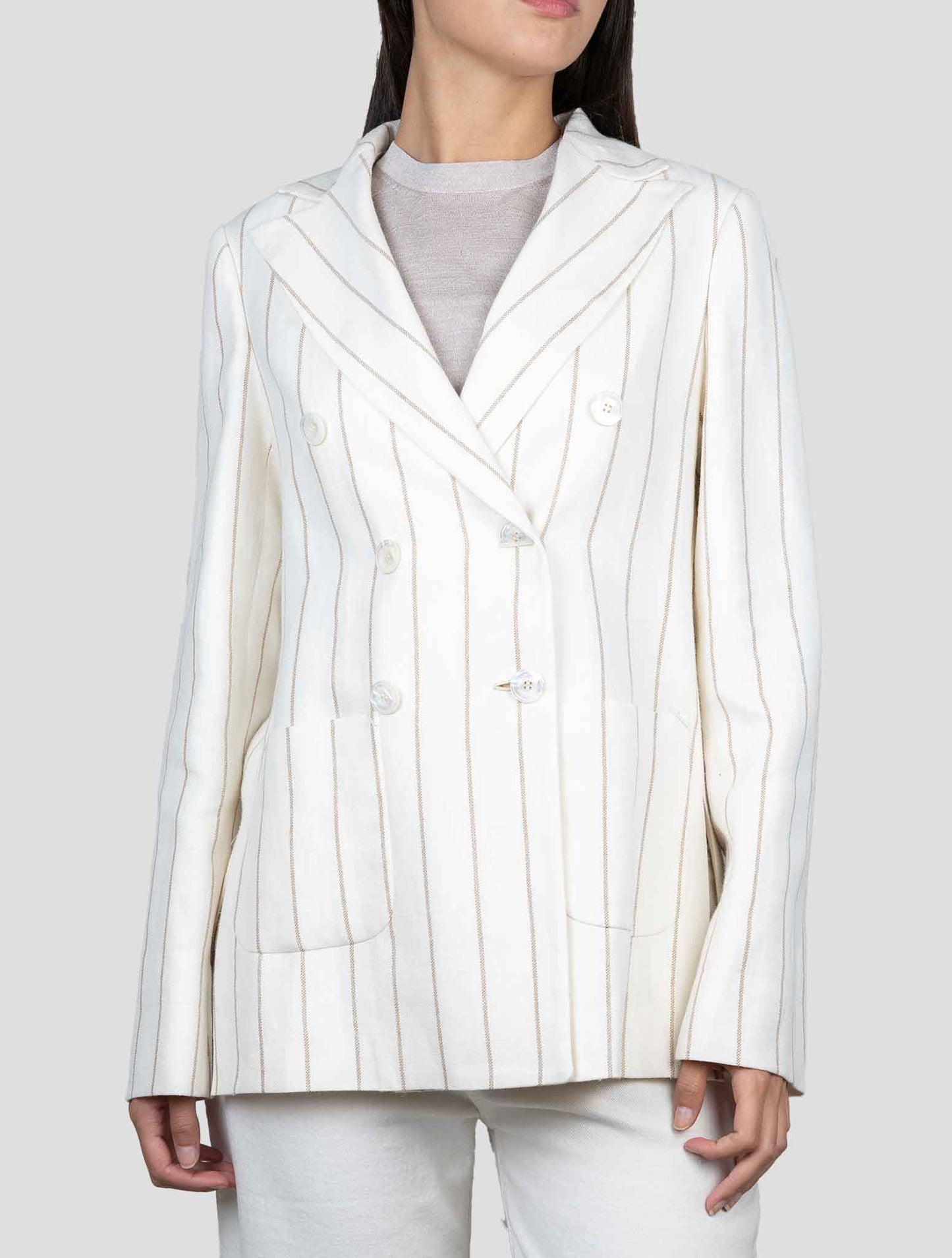 Kiton Beige Linen Alpaca Cotton Blazer