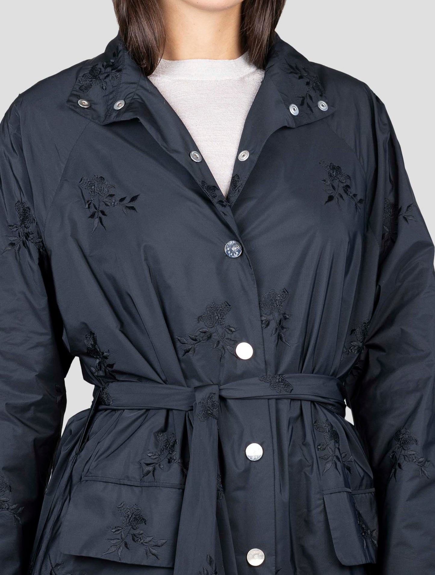 Kiton Black Silk Overcoat