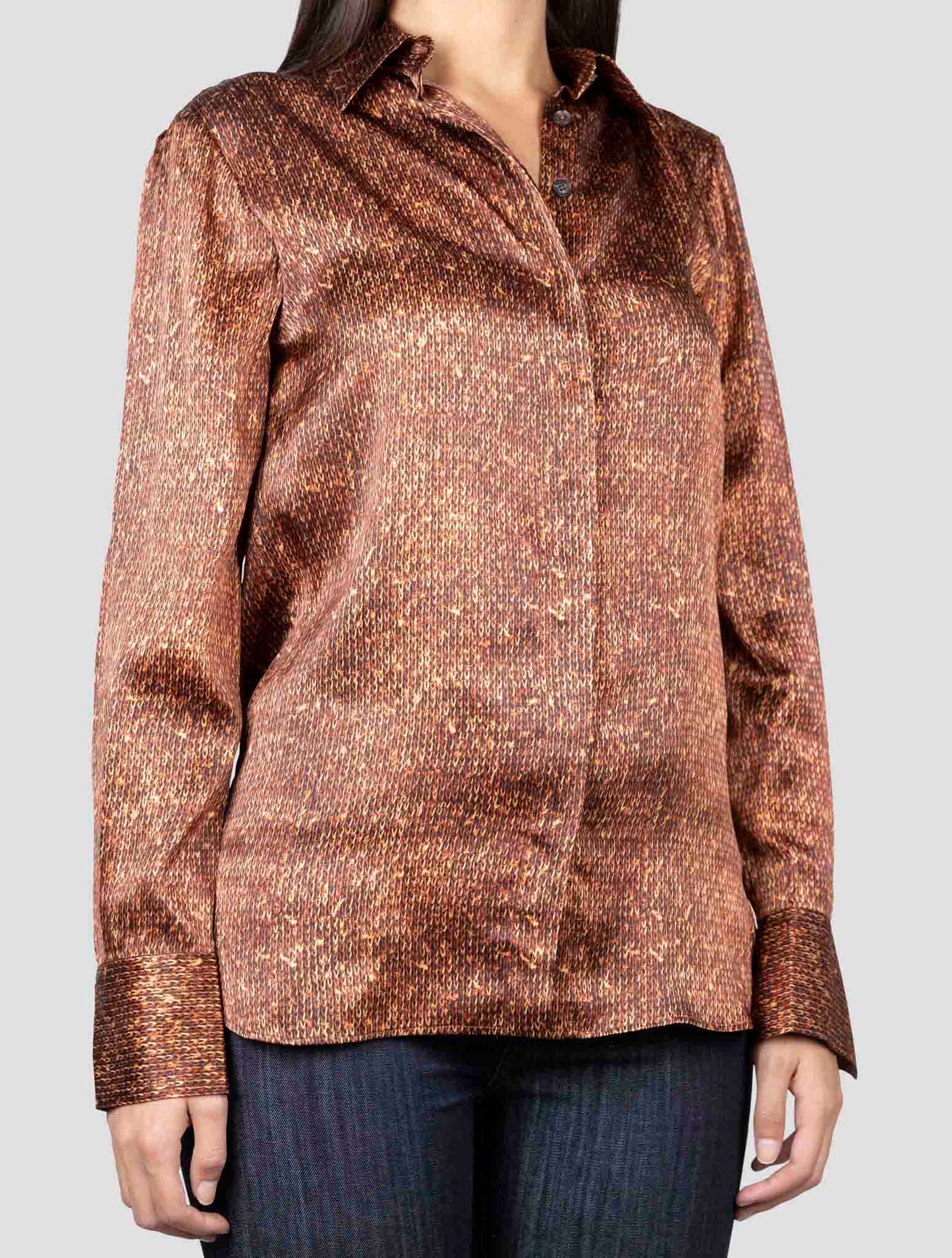 Kiton Brown Silk Shirt