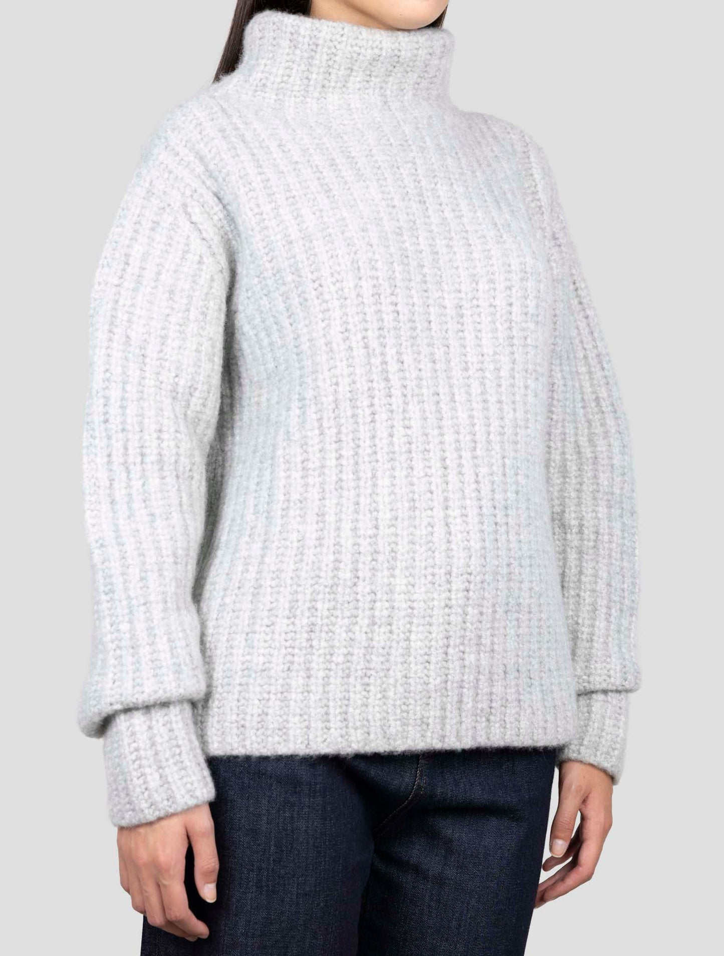 Kiton Gray Cashmere Silk Sweater Turtleneck