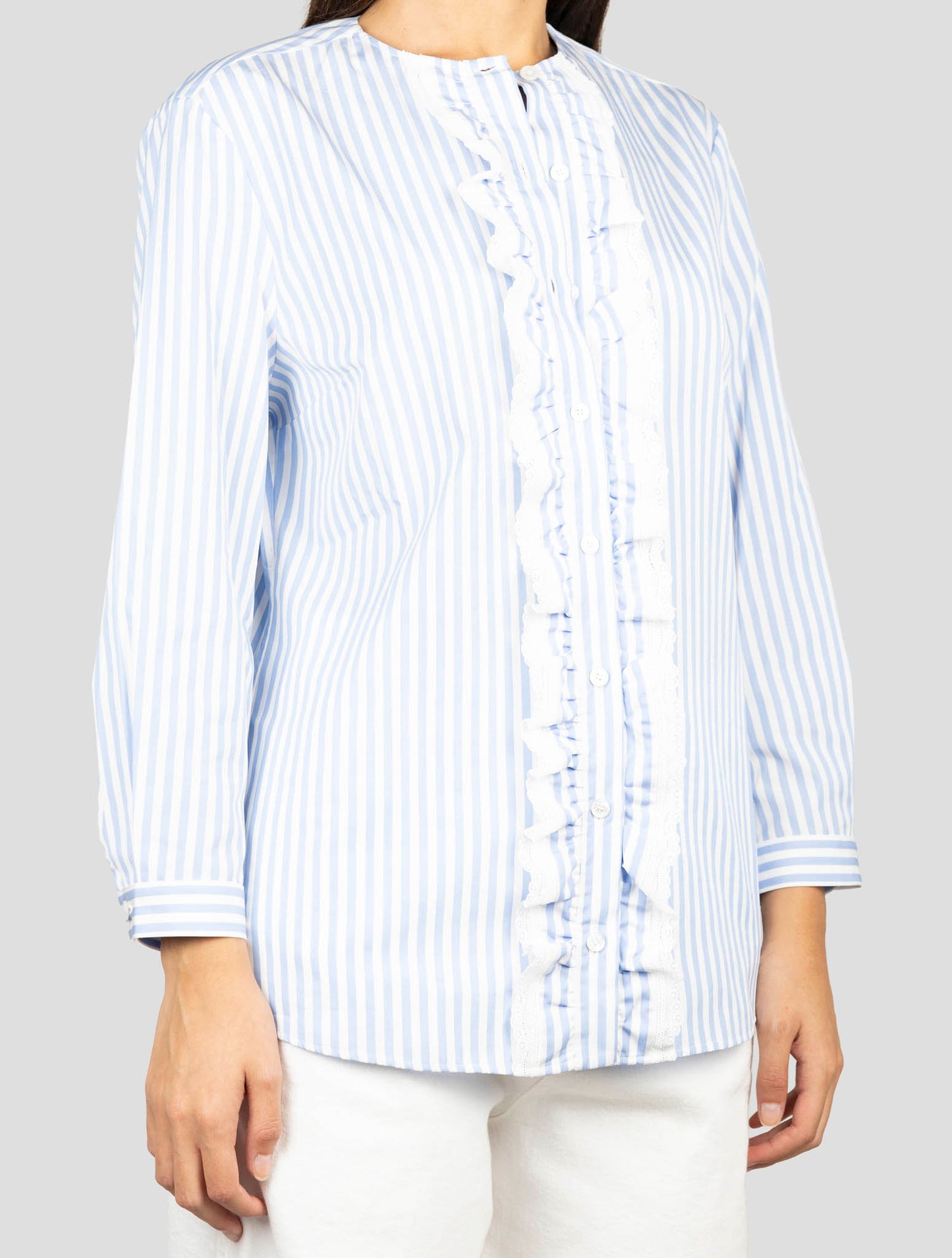Kiton White Blue Cotton Shirt