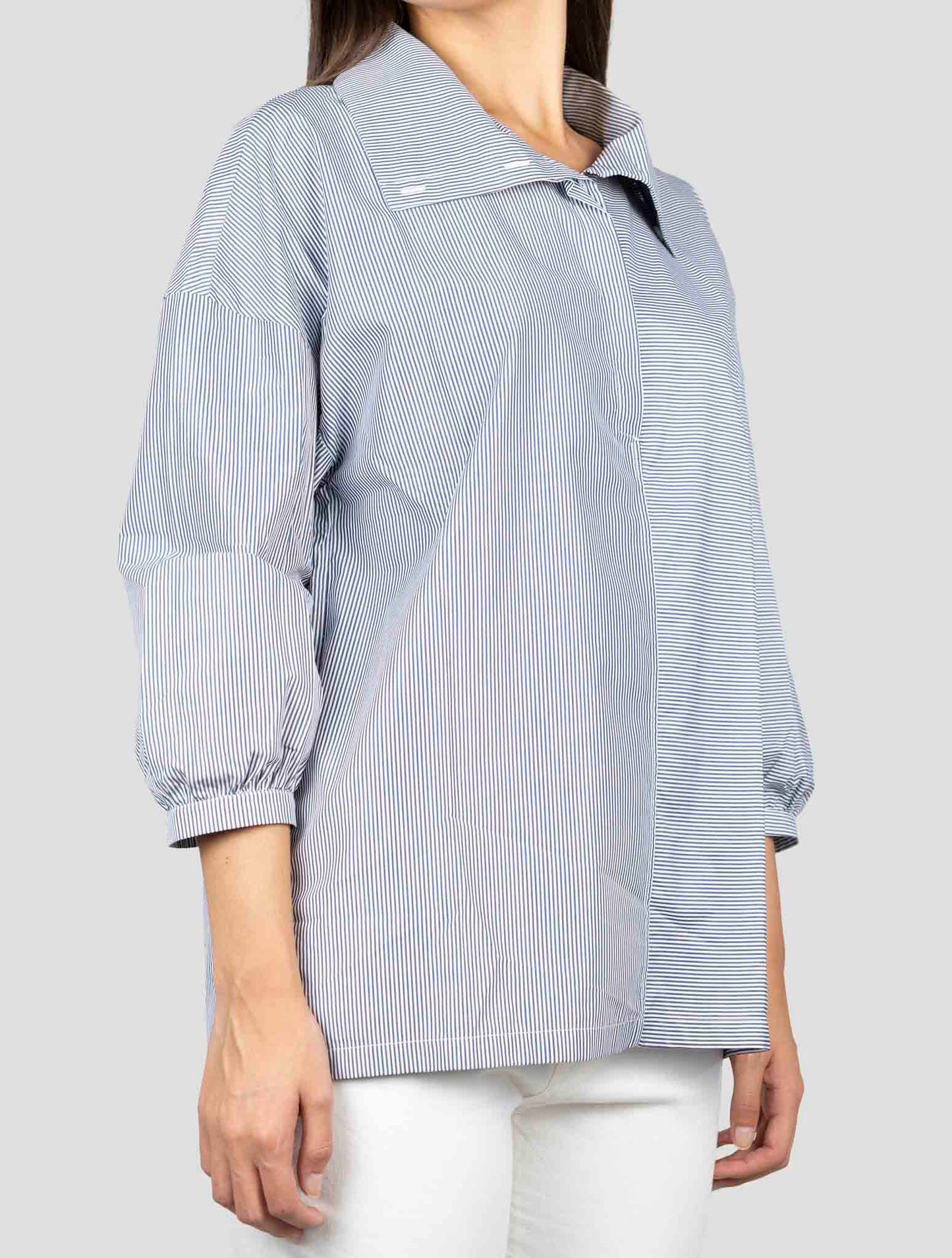 Kiton Blue White Cotton Shirt