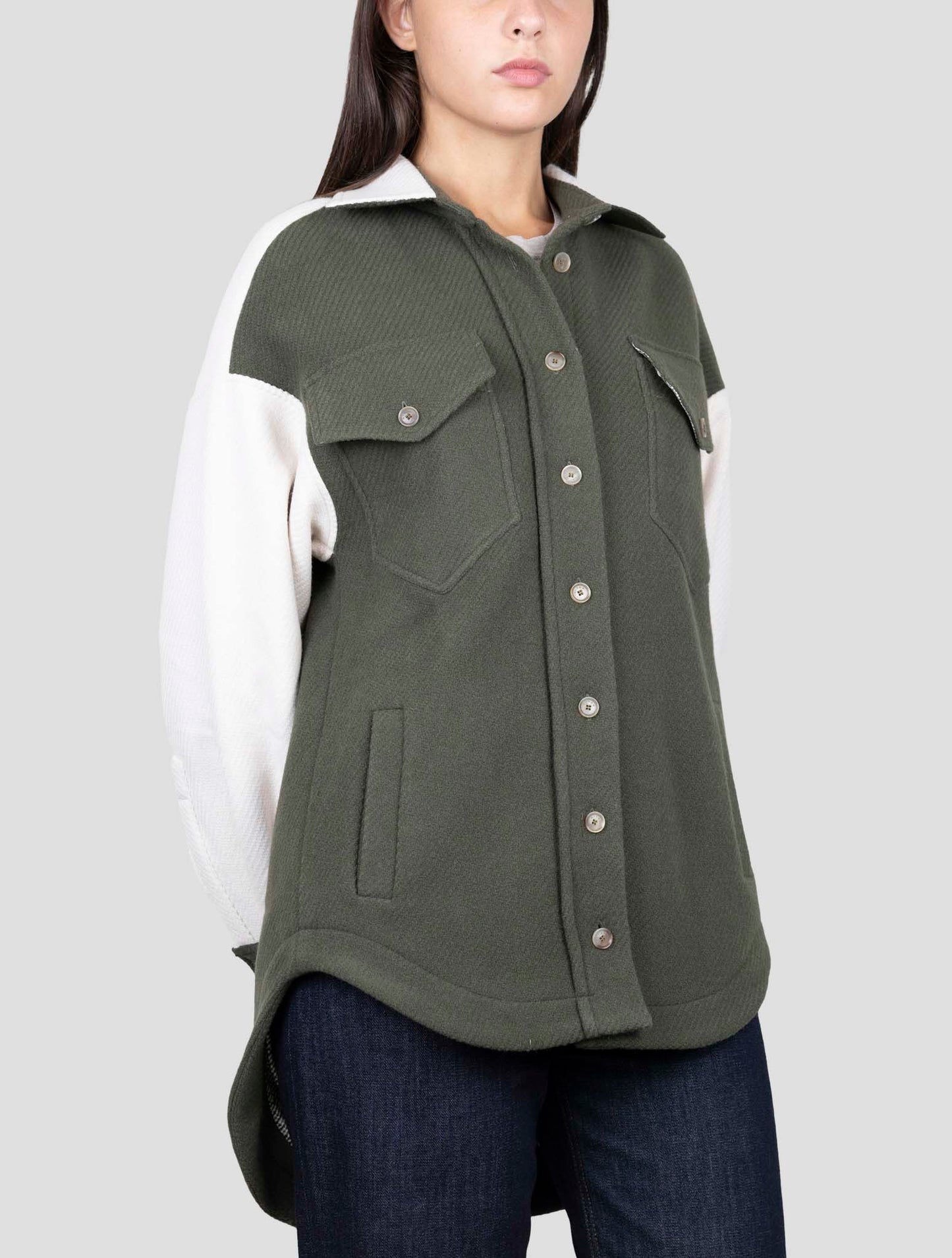 Kiton White Gray Wool Coat