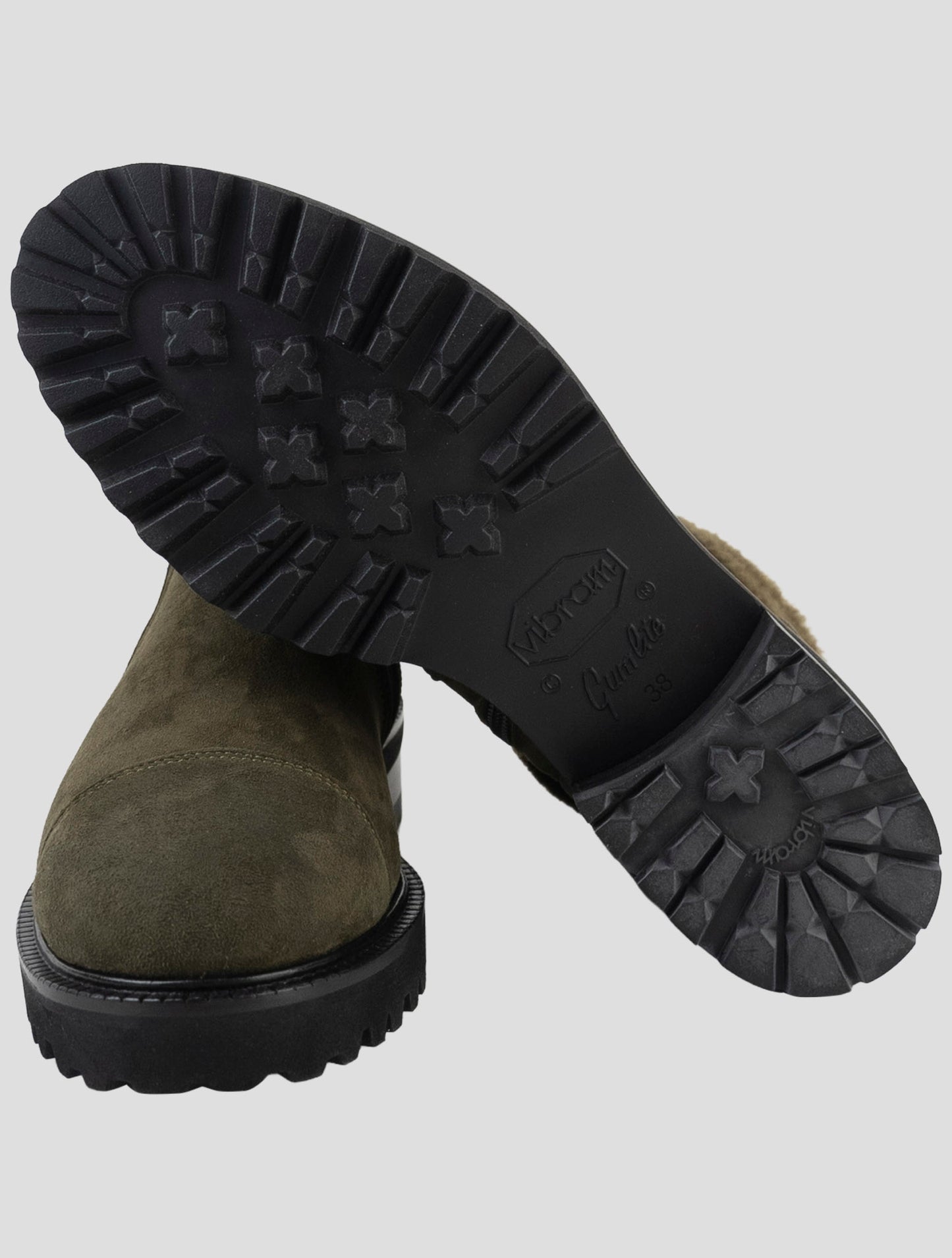 Kiton Green Leather Shearling Boots