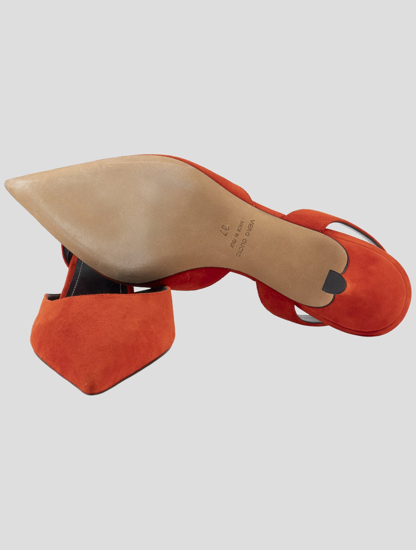 Kiton Red Leather Suede Slingback