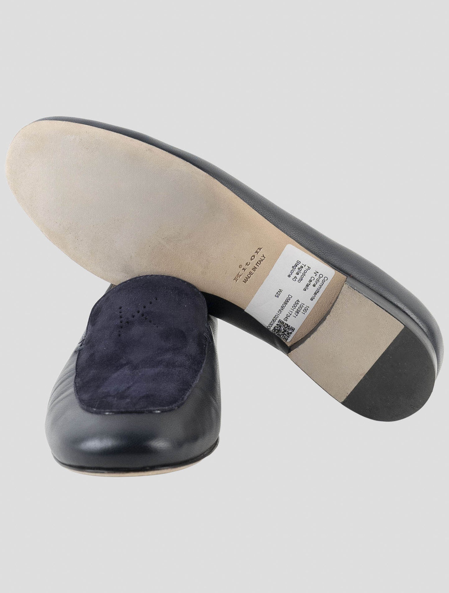 Kiton Blue Leather Suede Loafers