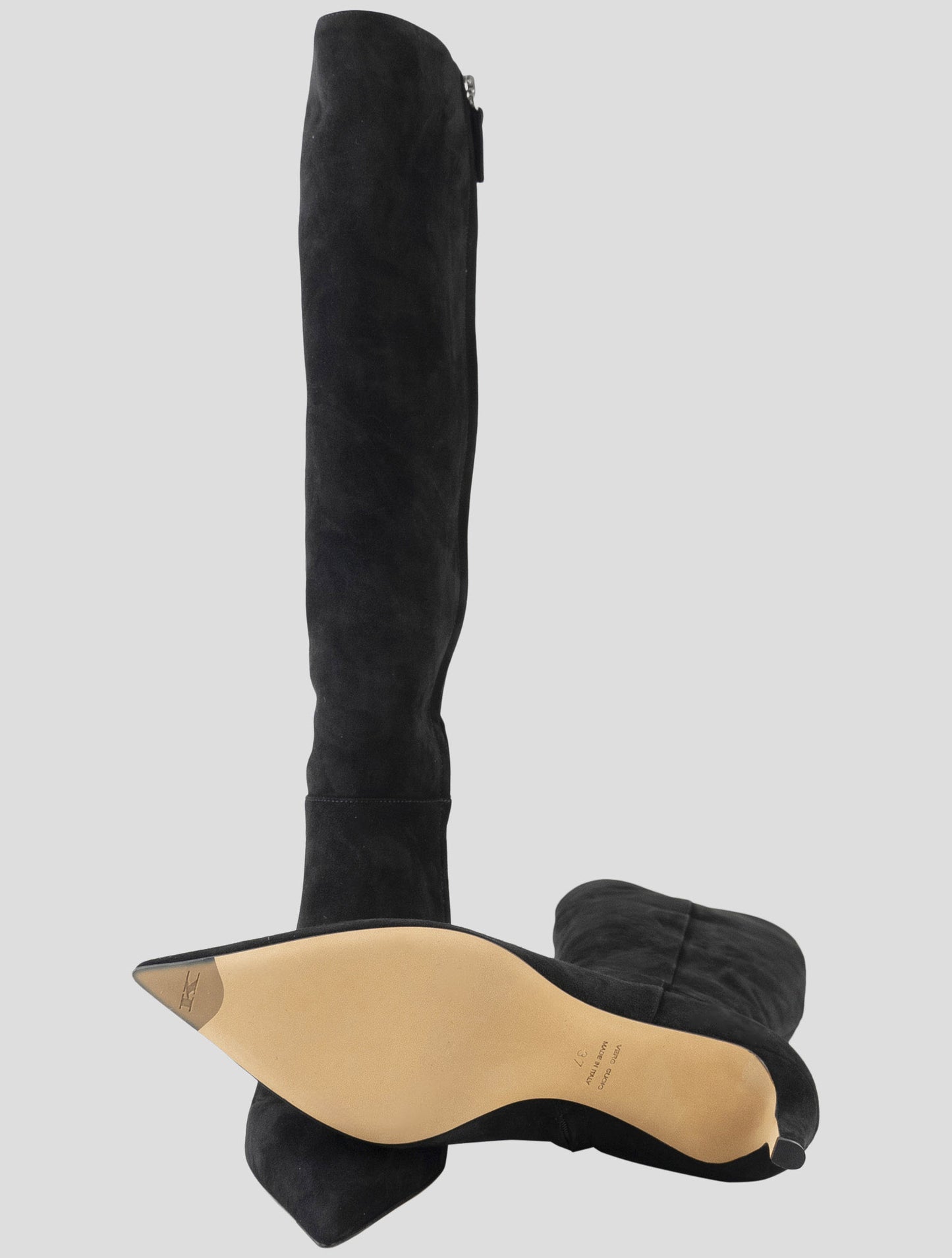 Kiton Black Leather Suede Boots