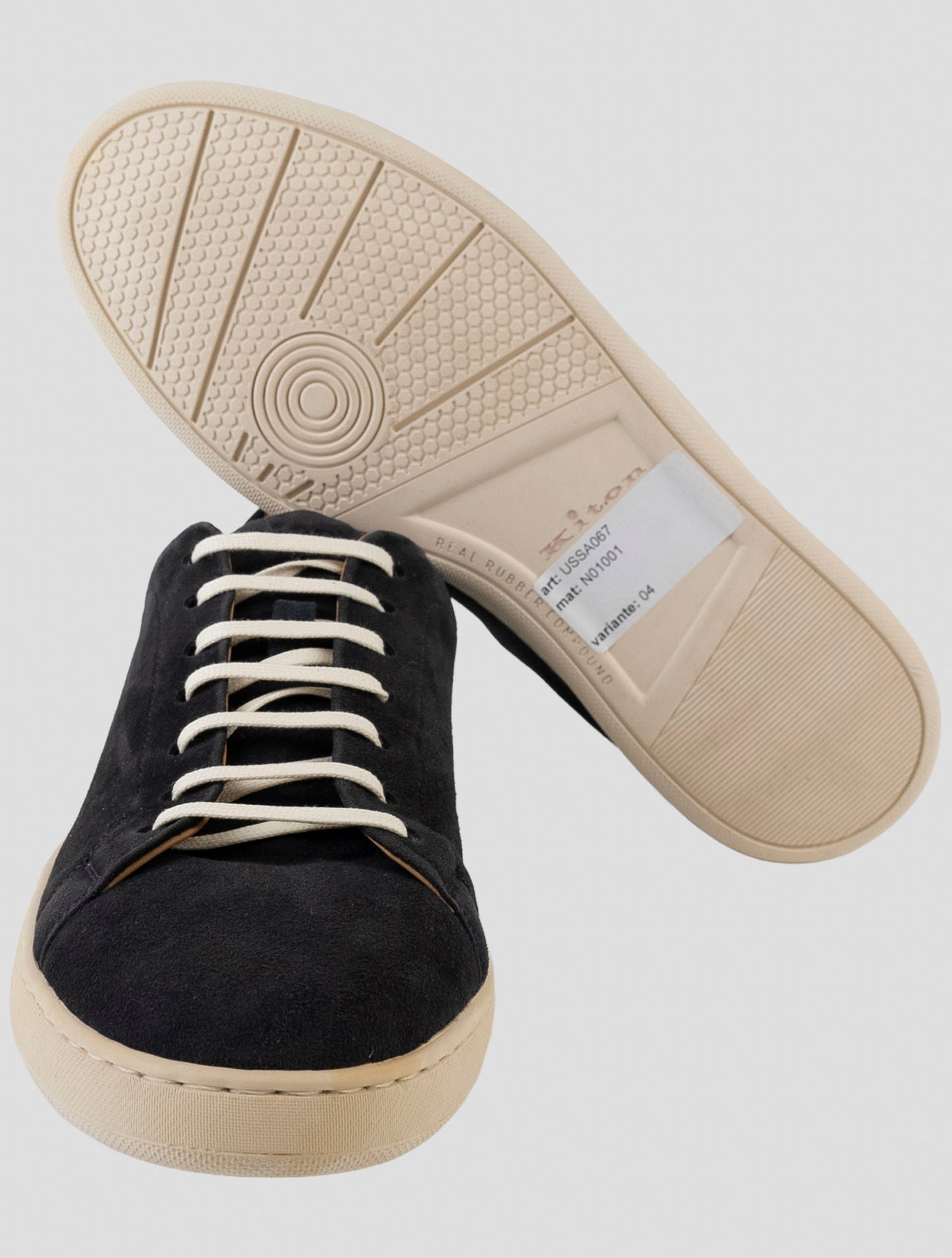 Kiton Blue Leather Suede Sneakers