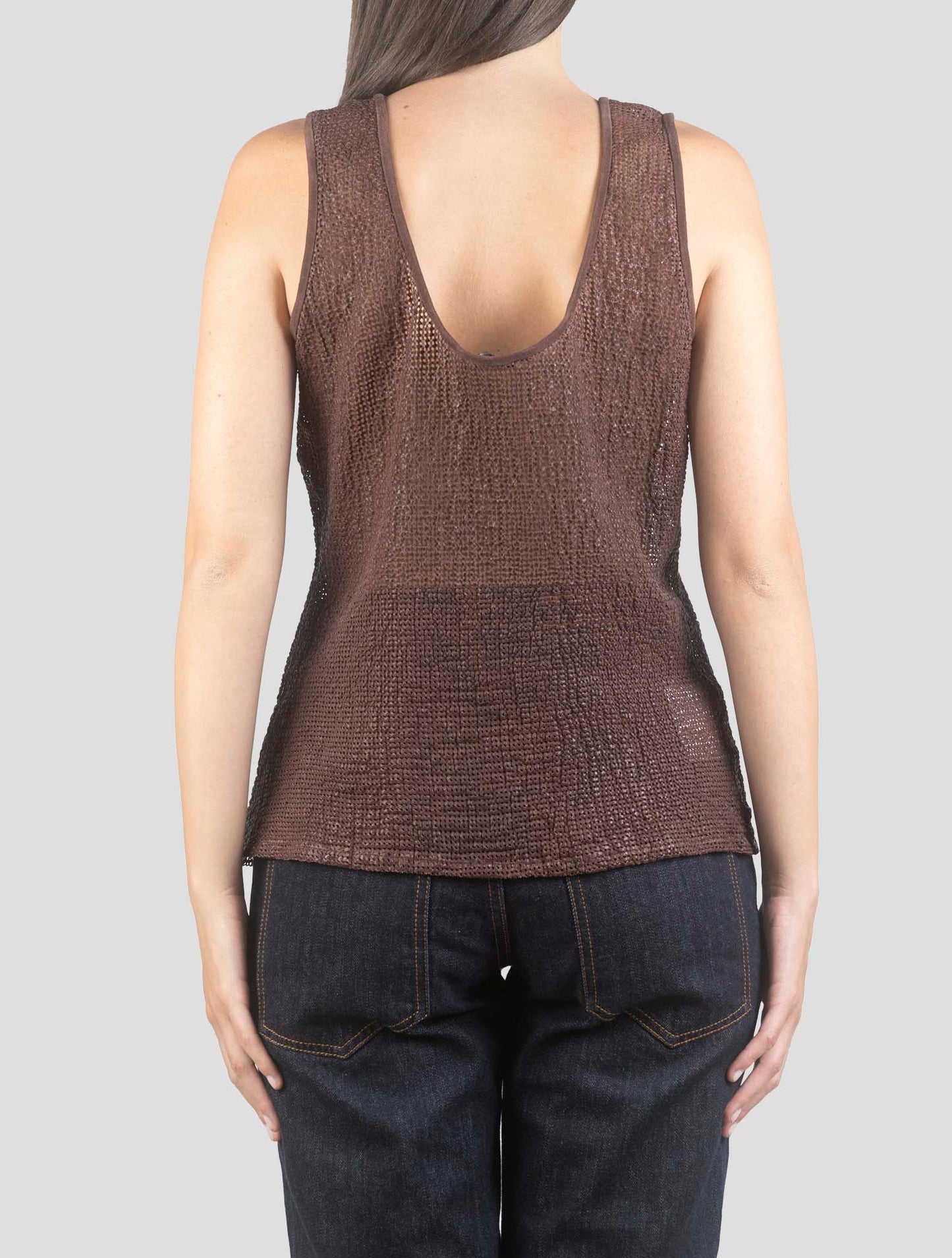 Kiton Brown Leather Tank Tops