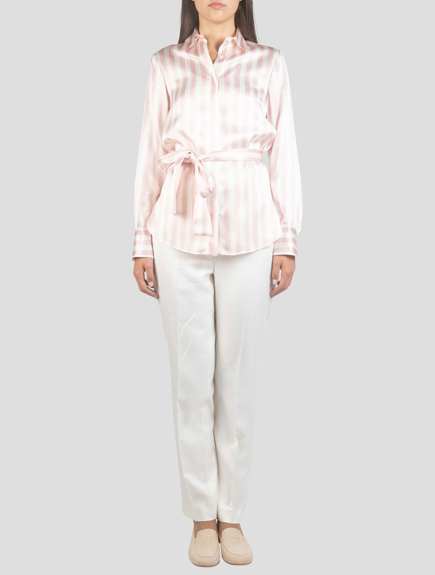 Kiton White Pink Silk Shirt
