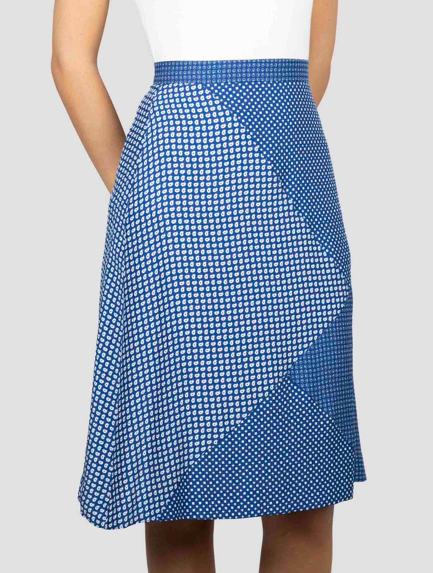 Kiton Blue White Silk Skirt