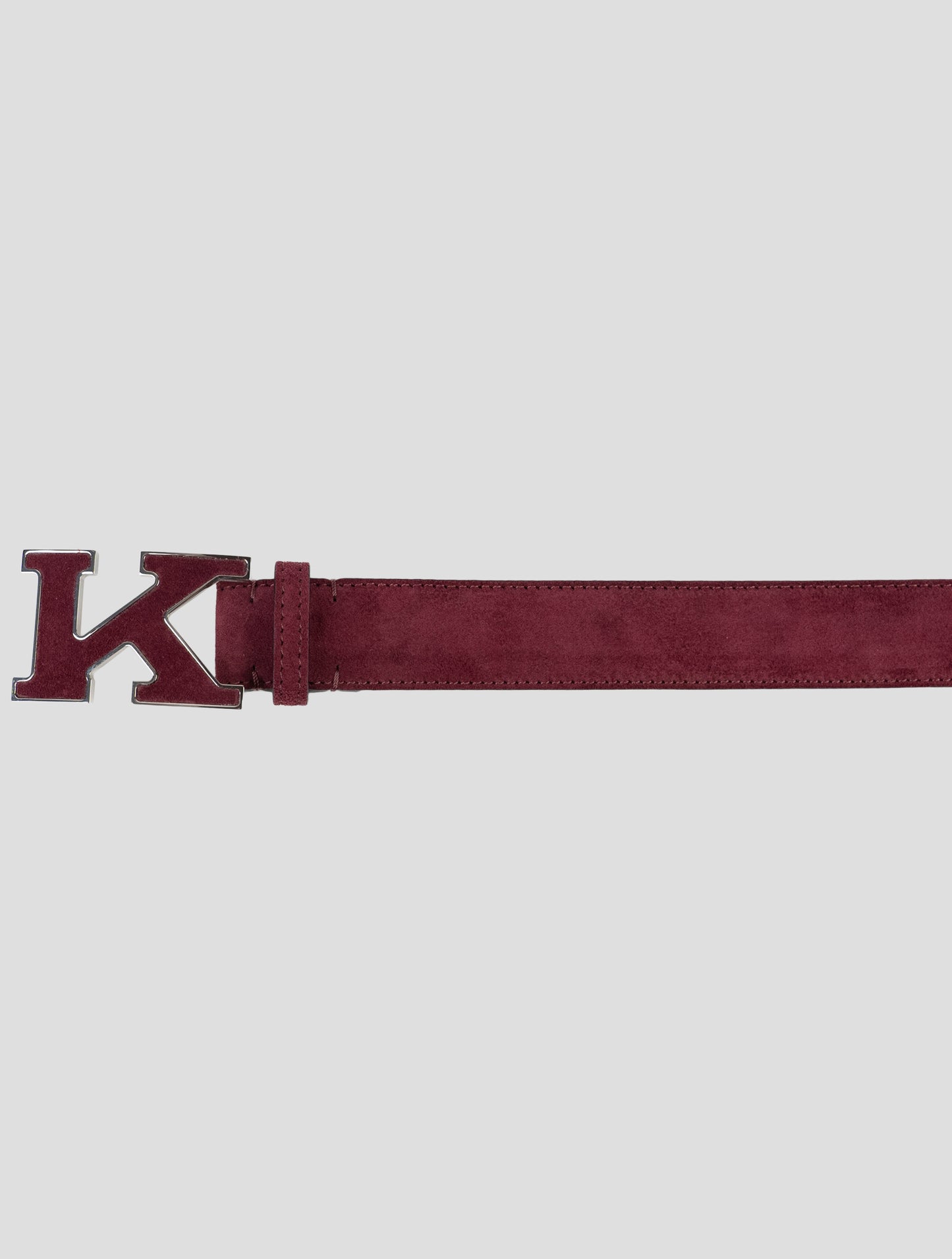 Kiton Burgundy Leather Suede Belt