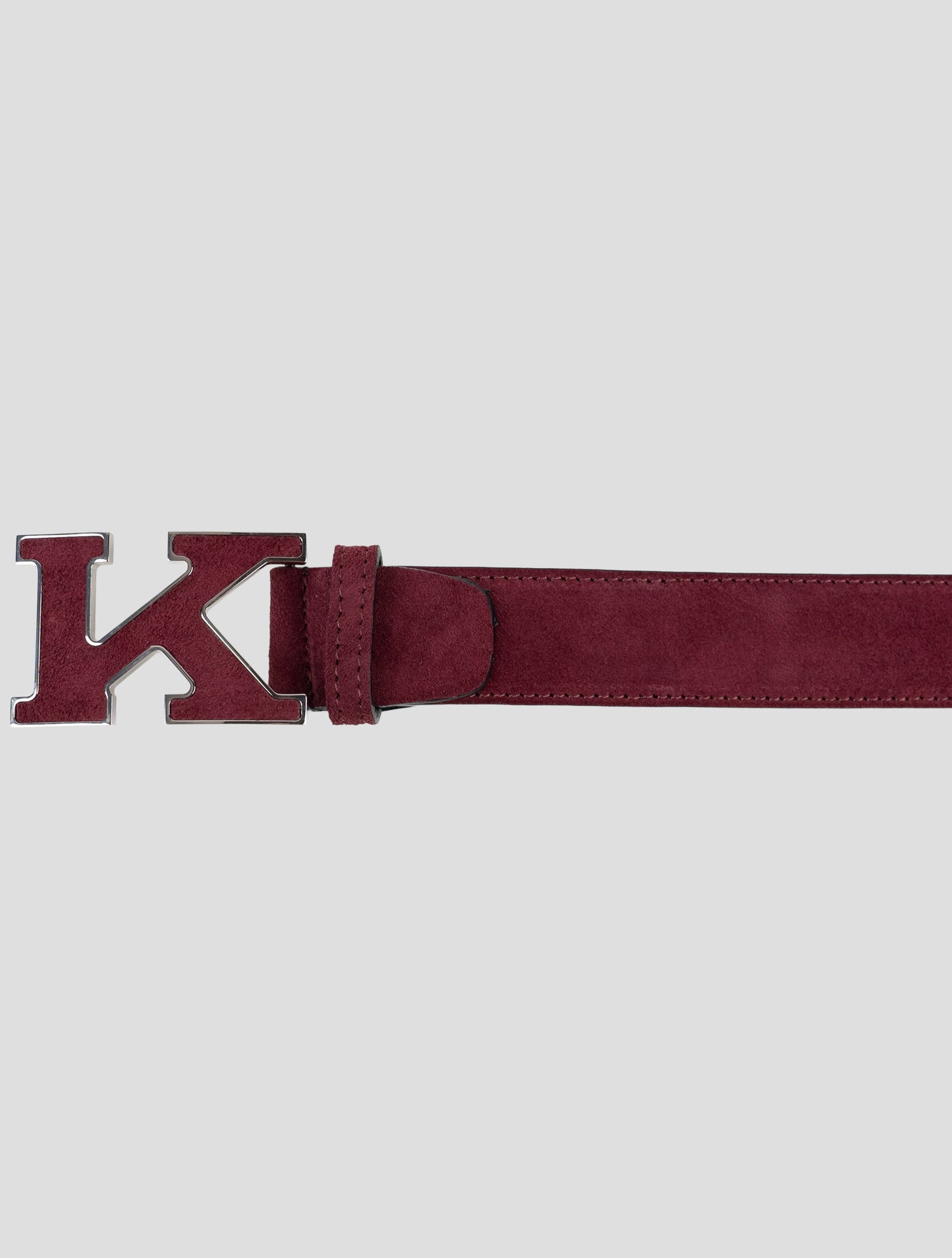 Kiton Burgundy Leather Suede Belt