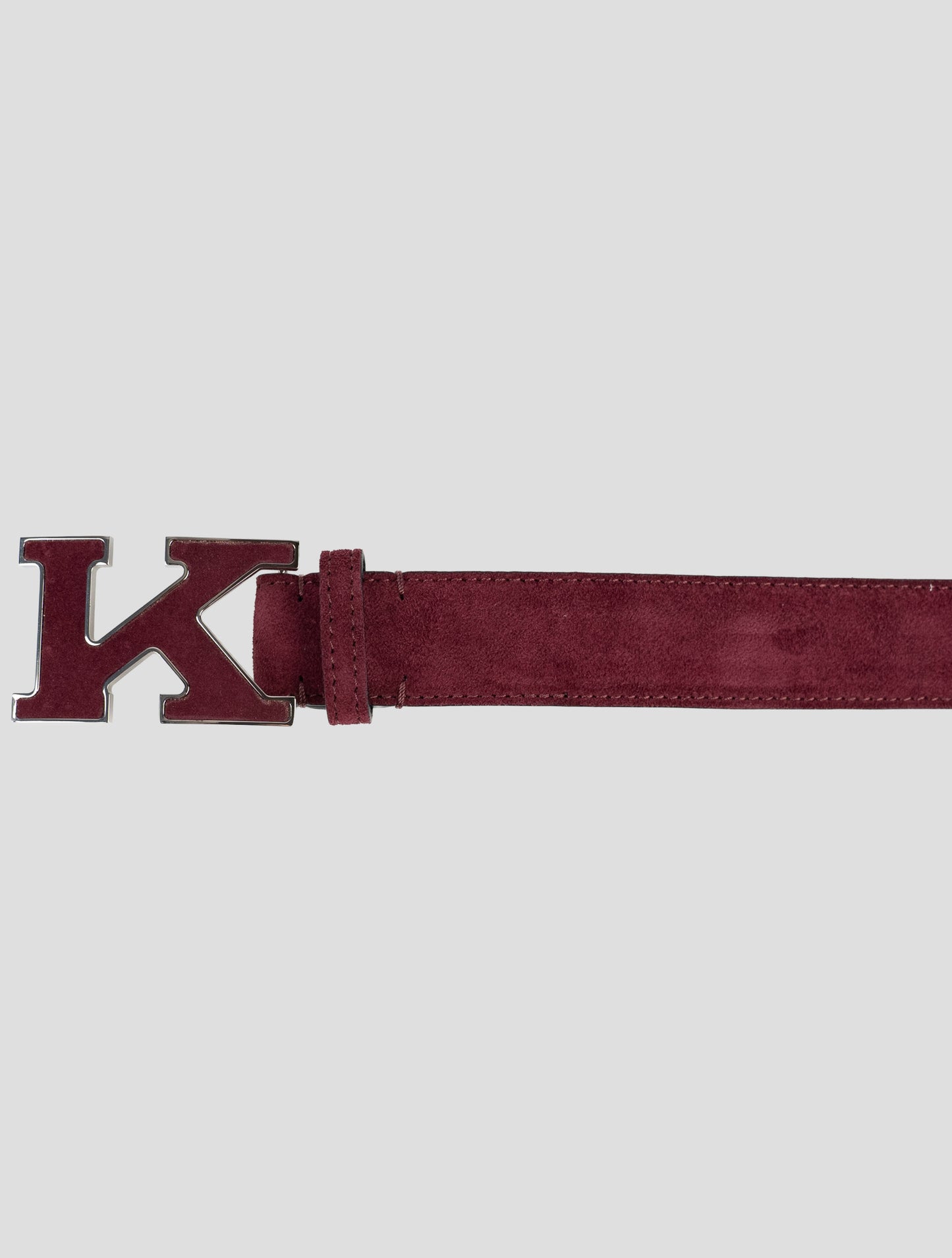 Kiton Burgundy Leather Suede Belt