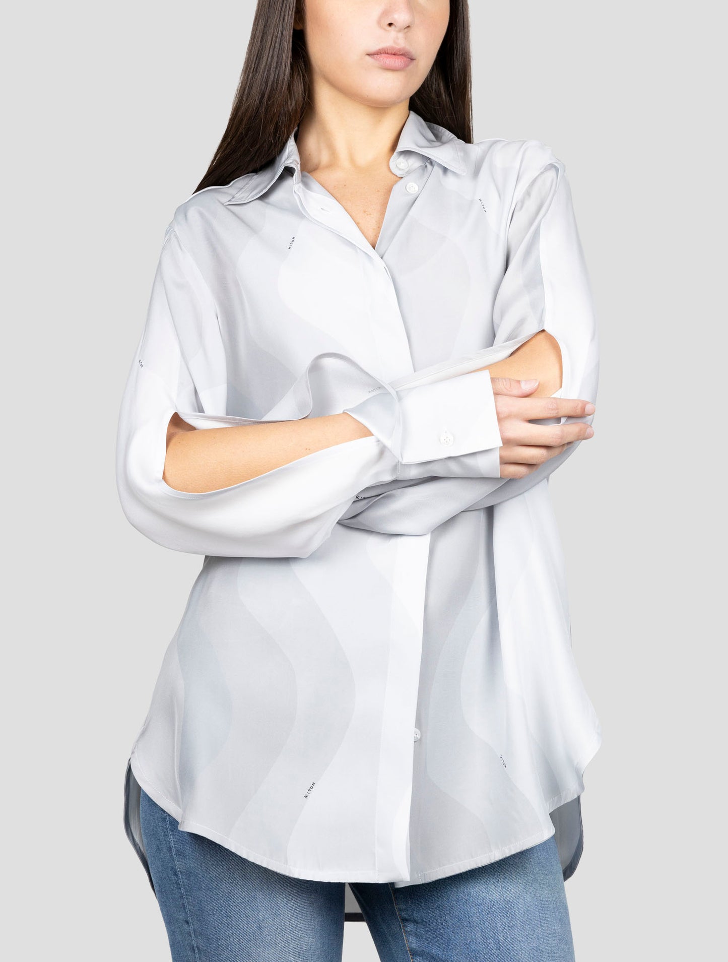 Kiton Gray Silk Shirt