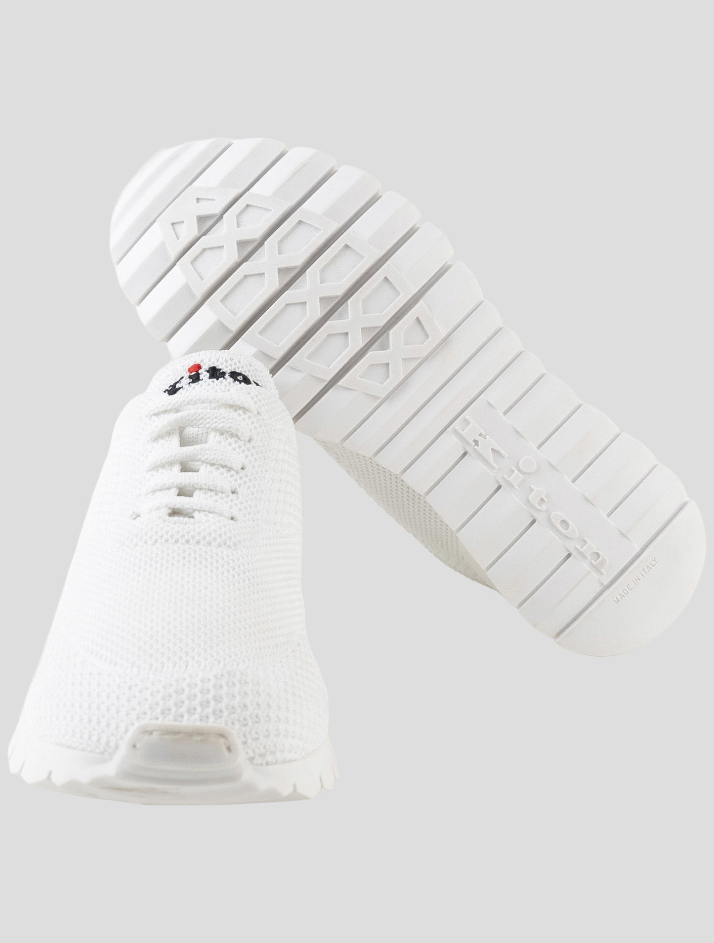 Kiton White Cotton Ea Sneakers