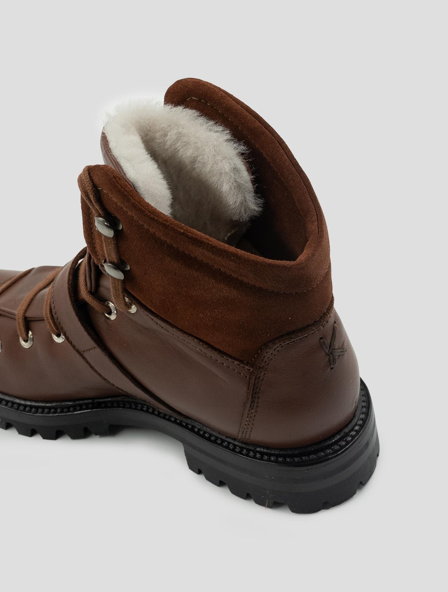 Kiton Brown Leather Leather Suede With Fur Boots