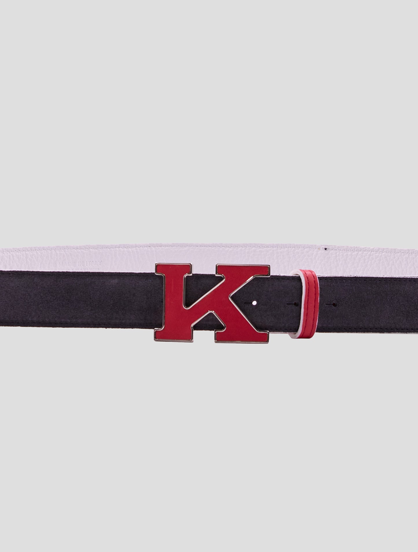 Kiton Gray Leather Leather Suede Belt