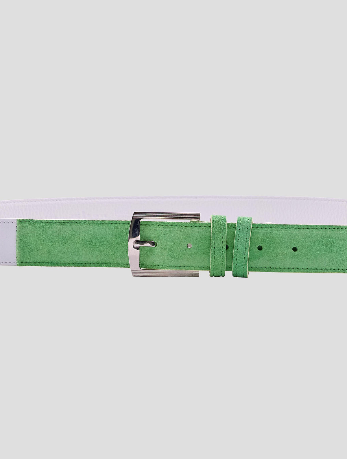 Kiton White Green Leather Leather Suede Belt