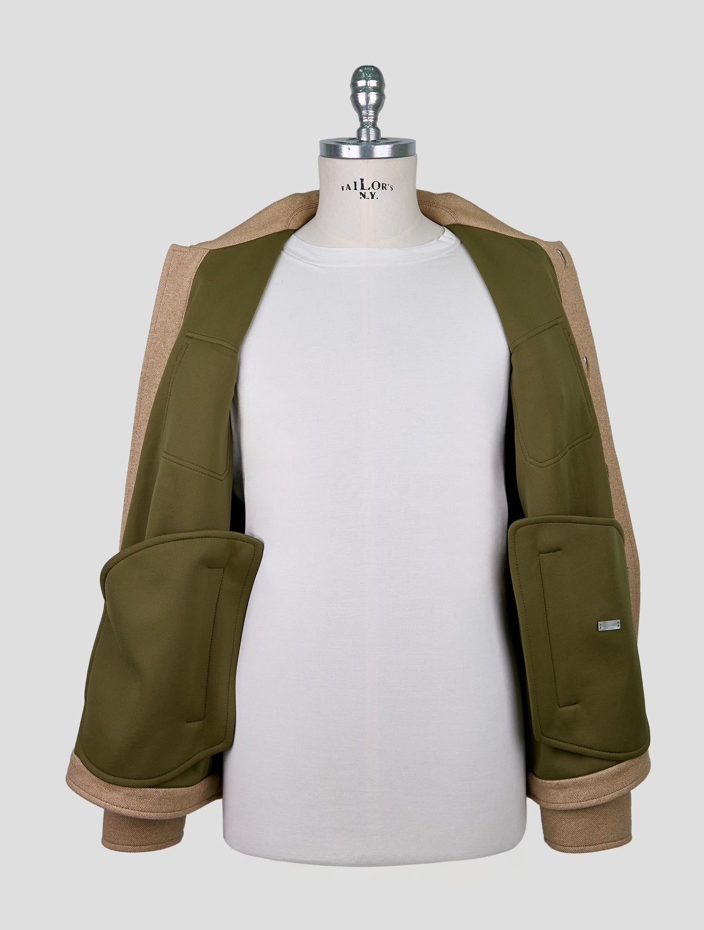 Kiton Beige Silk Cashmere Pl Coat