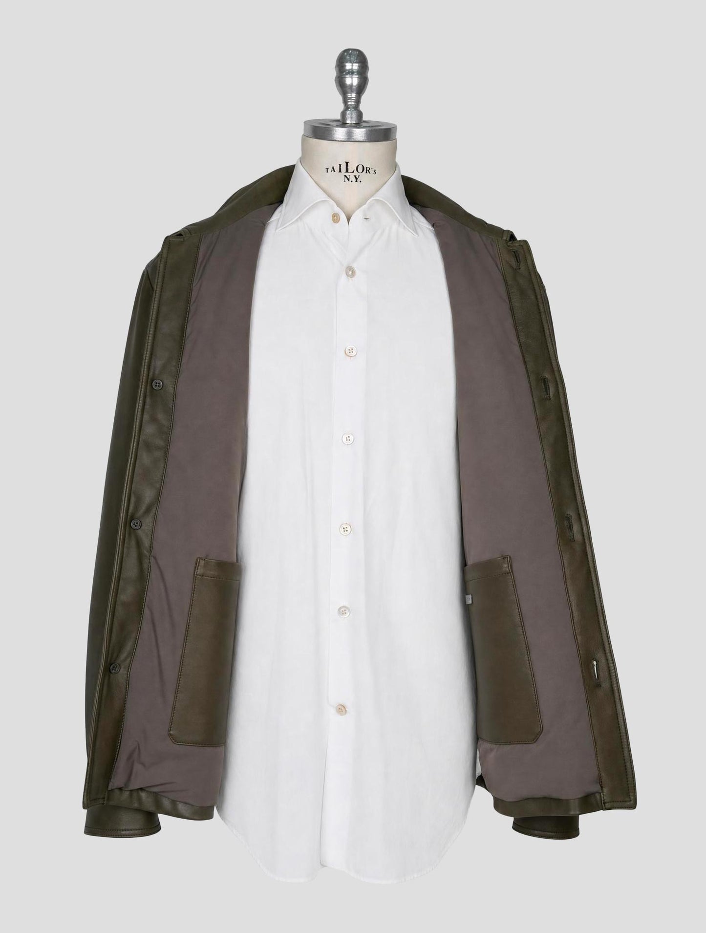 Kiton Green Leather Coat